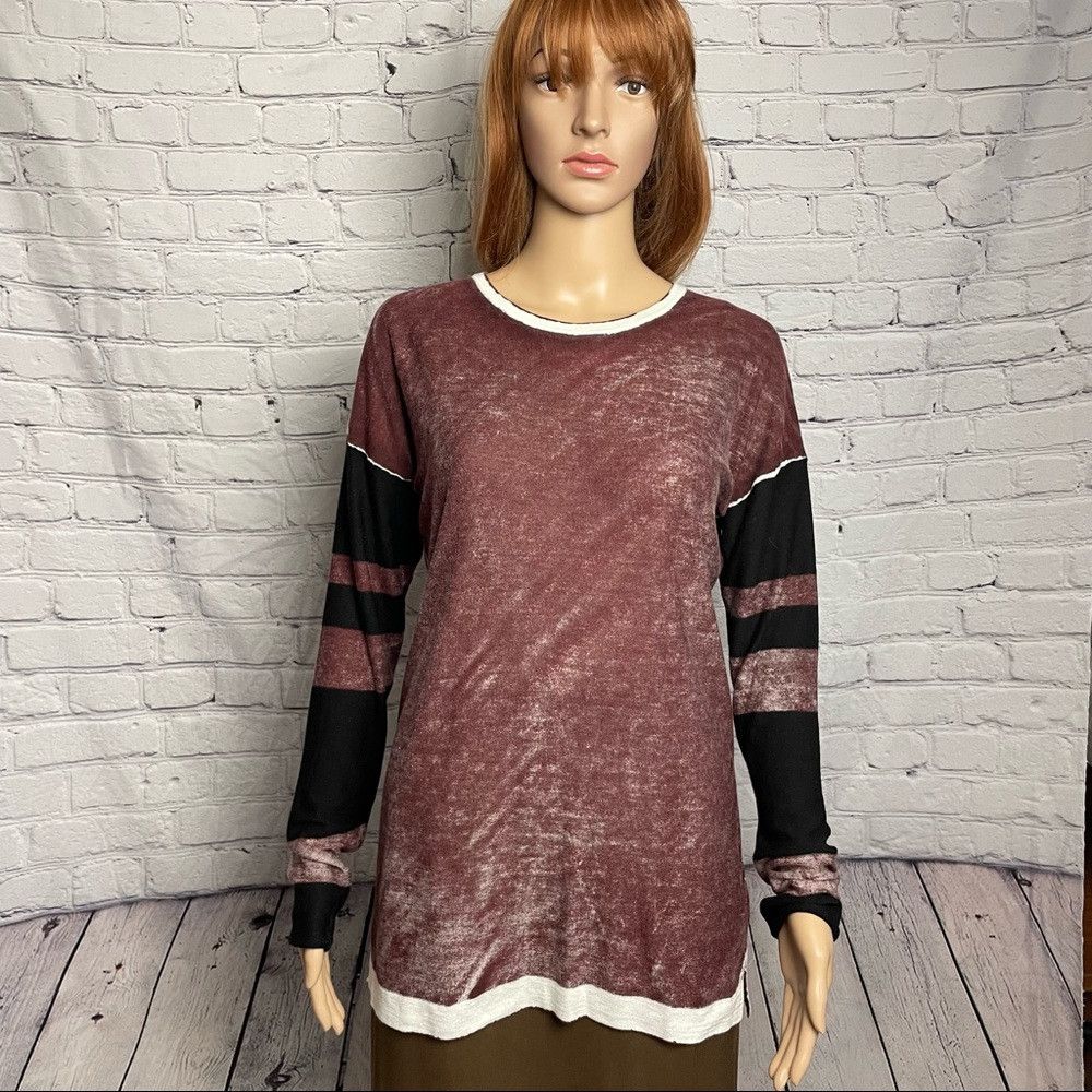 NWT New $229 Kokun Brown Bamboo Cashmere Overdyed Striped S