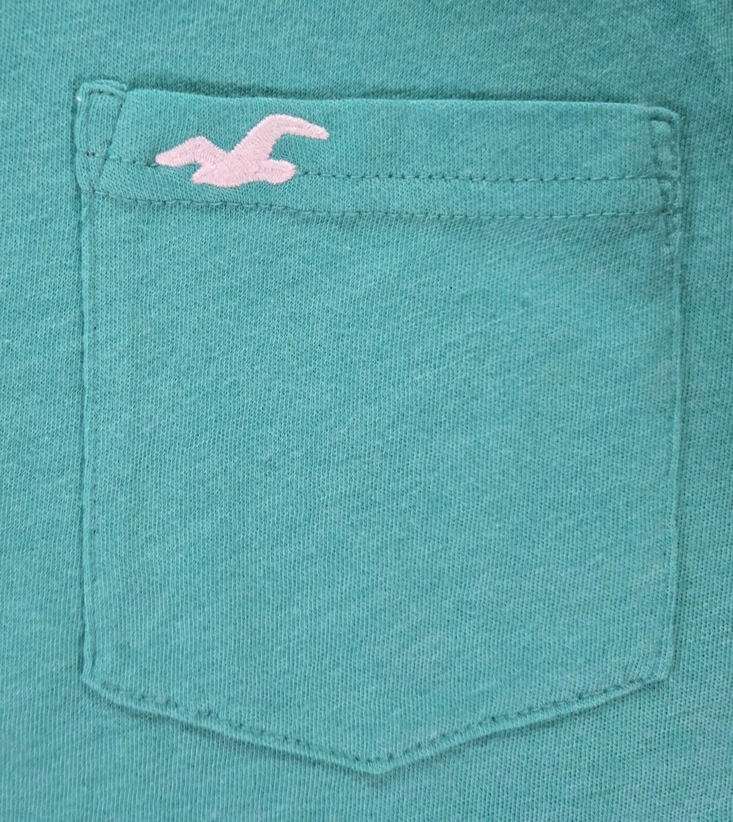 Designer Teal Crew Neck Holister Pocket T-Shirt Size Large Size US L / EU 52-54 / 3 - 7 Thumbnail