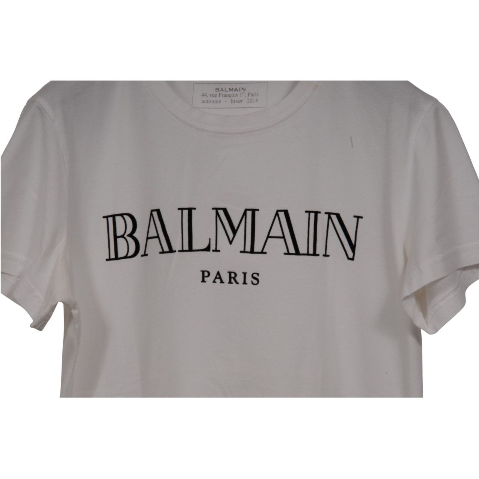 Balmain Classic Velvet Logo T Shirt White Black Size US M / EU 48-50 / 2 - 3 Thumbnail
