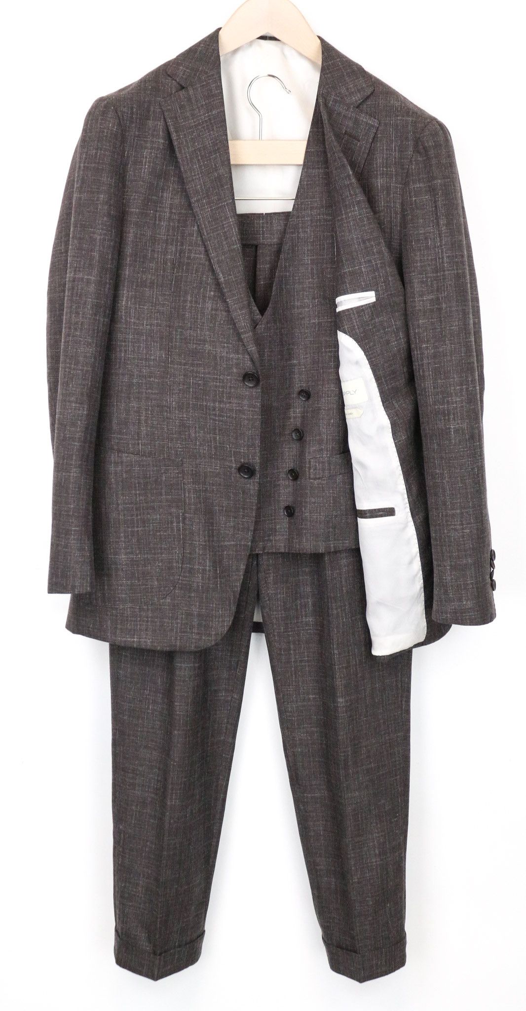image of Suitsupply Havana Uk36R Wool Silk Linen Brown 3Pc Melange 71594, Men's