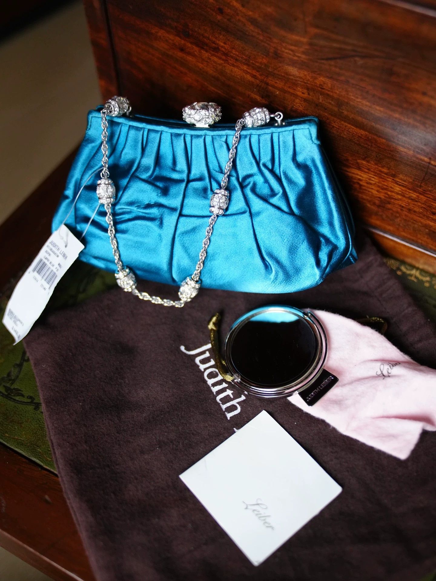 Judith Leiber Judith Leiber Vintage Gemstone Chain Satin Evening Clutch Size ONE SIZE - 2 Thumbnail