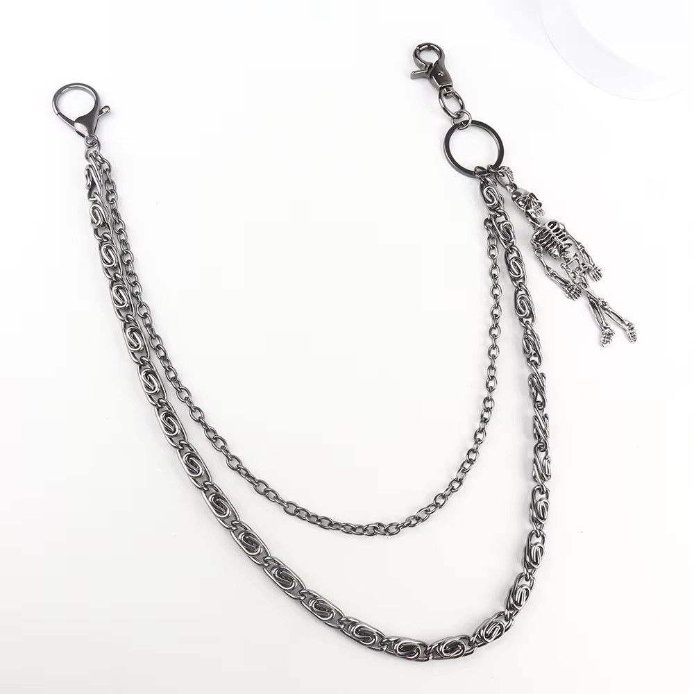 Jewelry Halloween Double Skull Vintage Wasit Pant Chain Size ONE SIZE - 7 Thumbnail