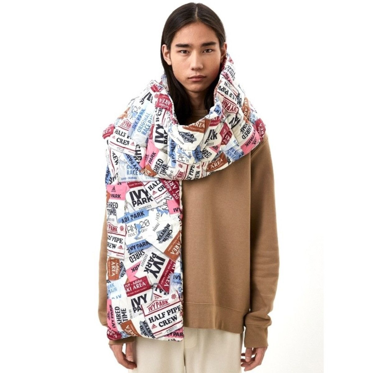Adidas × Ivy Park NWT Ivy Park White Mixed Print Padded Ski Scarf Size ONE SIZE - 1 Thumbnail