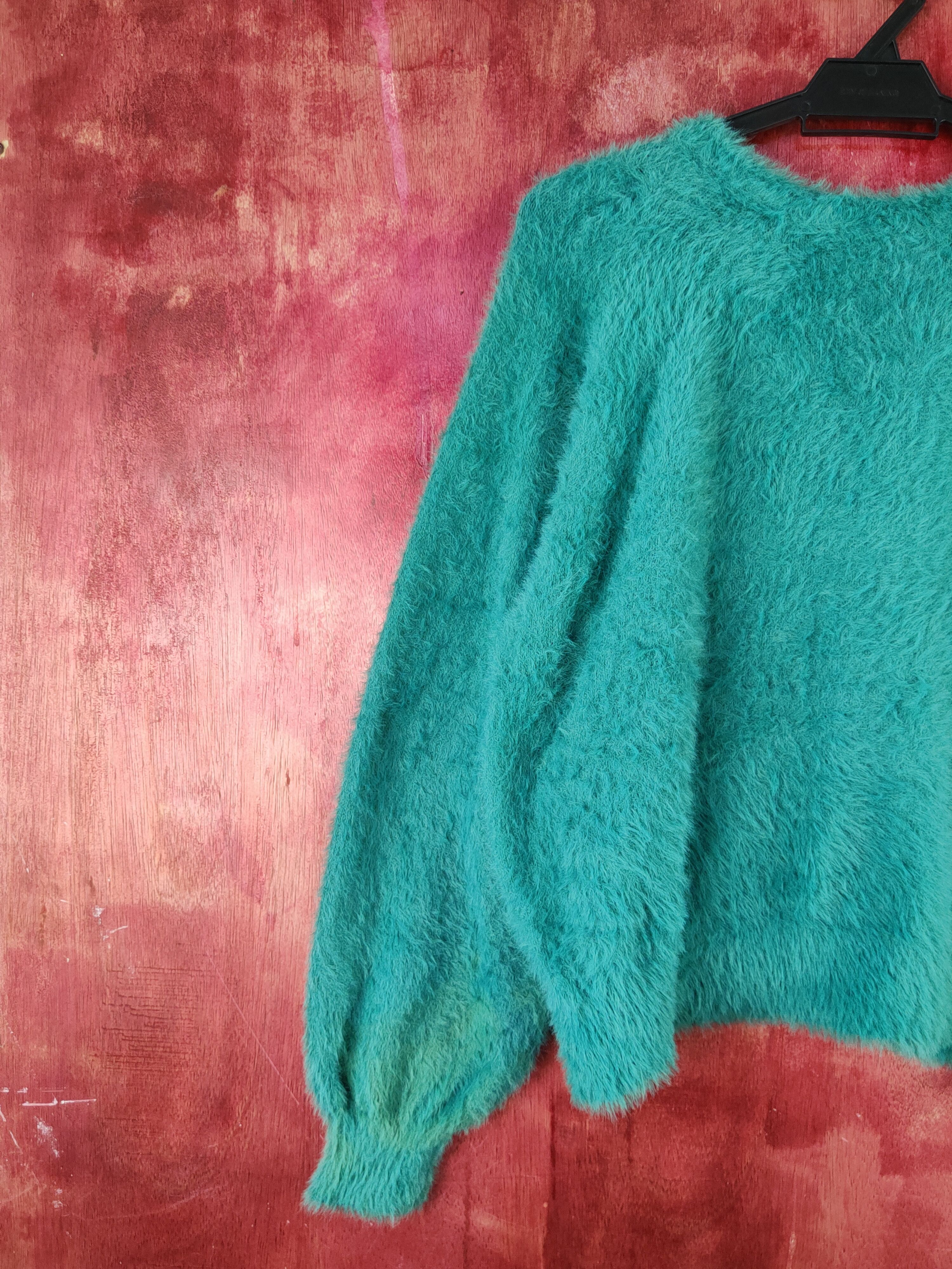Vintage Rope Picnic Emerald Fur Mohair Knitwear Cardigan #S2079 Size XS / US 0-2 / IT 36-38 - 8 Thumbnail