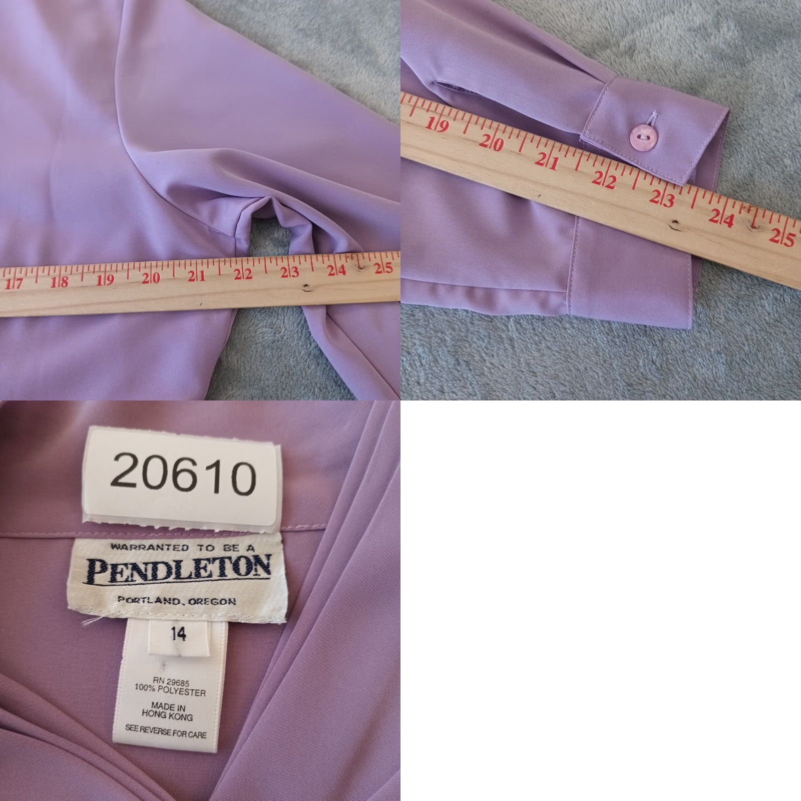 Pendleton Pendleton Shirt Womens Regular Size 14 Purple Polyester Long Sleeve Button-Up, Basic, Solid, Womens, 14, Purple, Pendleton Size XL / US 12-14 / IT 48-50 - 8 Thumbnail