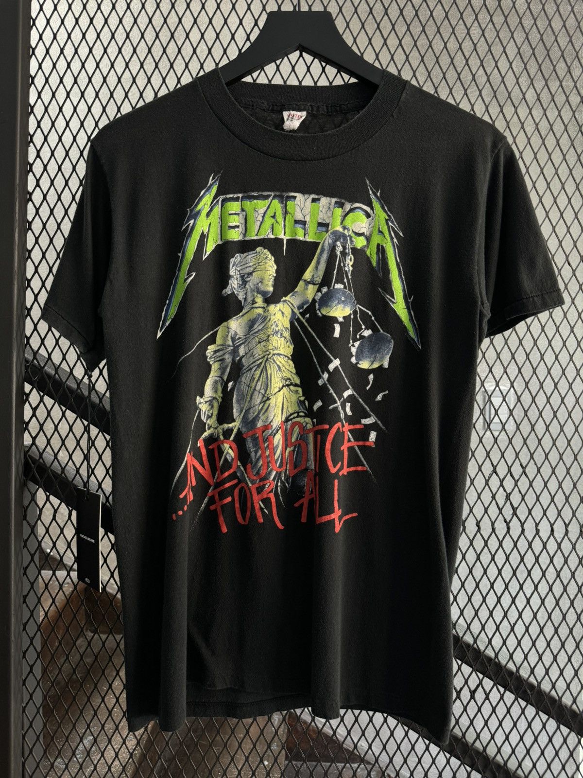 image of Band Tees x Metallica Vintage 1980S Metallica Hammer Of Justice Tee in Black, Men's (Size Medium)