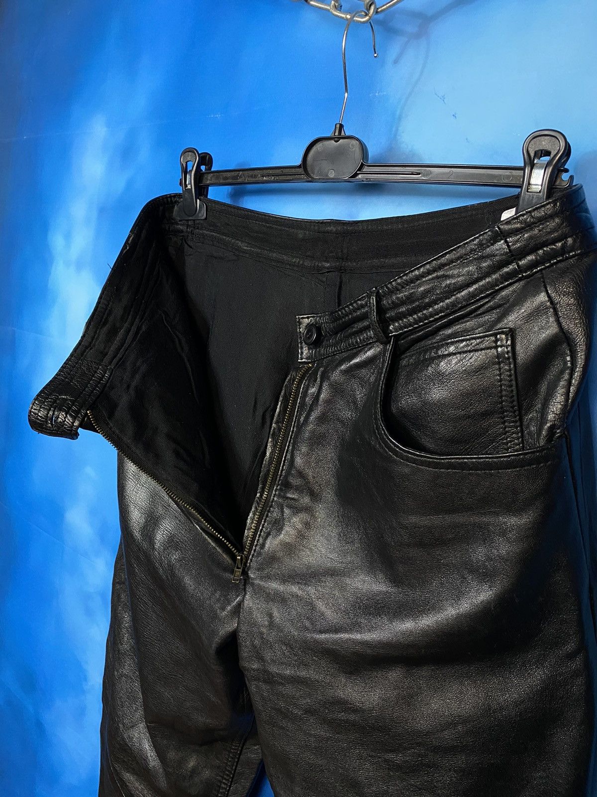 Japanese Brand × Leather × Vintage 🔥 VTG 80s LEATHER BIKER PANTS MCQUEEN STYLE Size US 33 - 9 Thumbnail