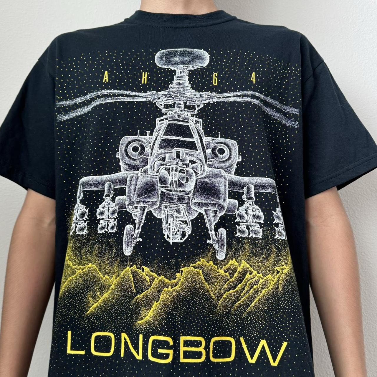 Vintage Vintage 1990 Black Hawk 'Longbow' Plane Graphics Tee Shirt Size US M / EU 48-50 / 2 - 1 Thumbnail