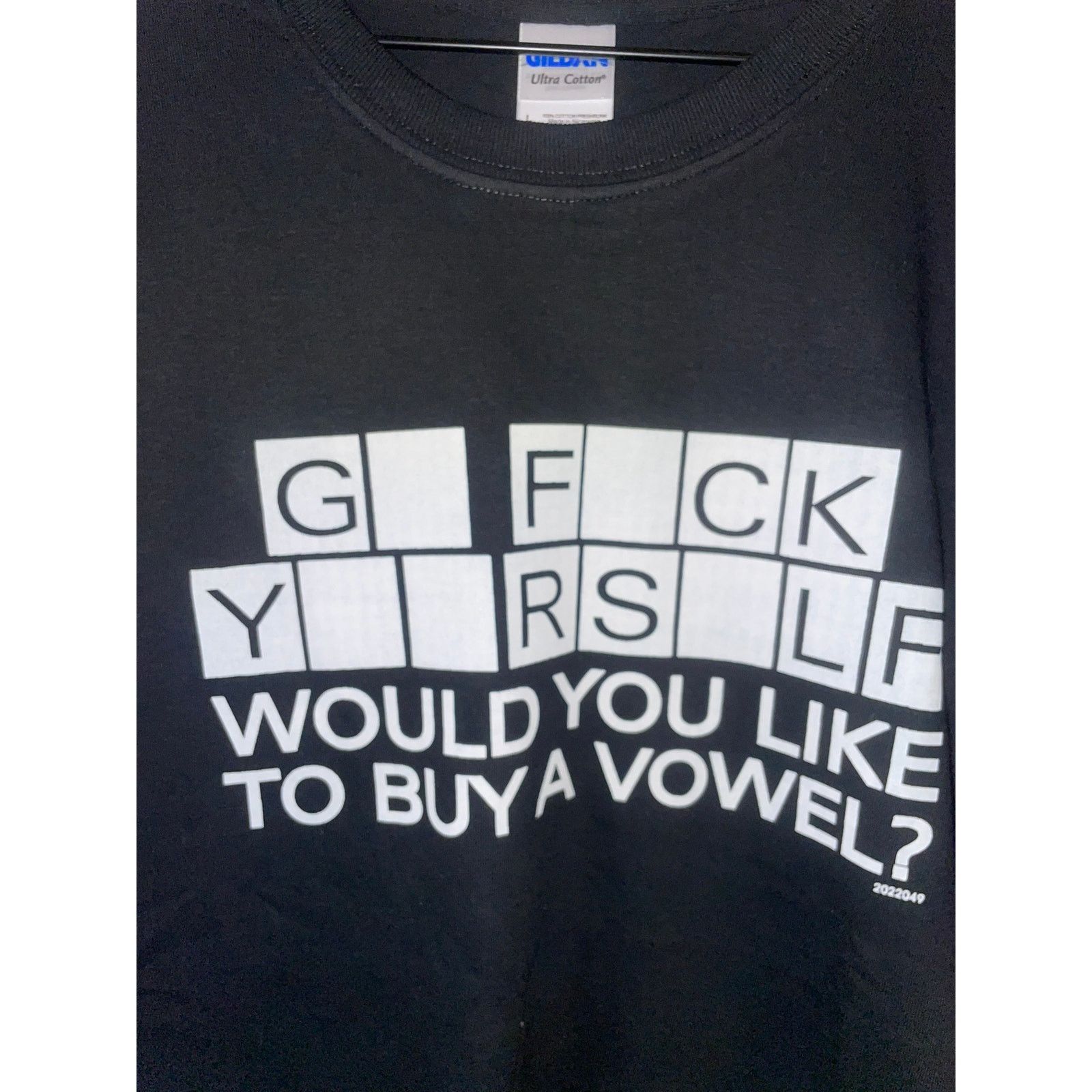Gildan Y2K Go F Yourself Buy A Vowel Humor Joke Black Shirt Large Size US L / EU 52-54 / 3 - 5 Thumbnail