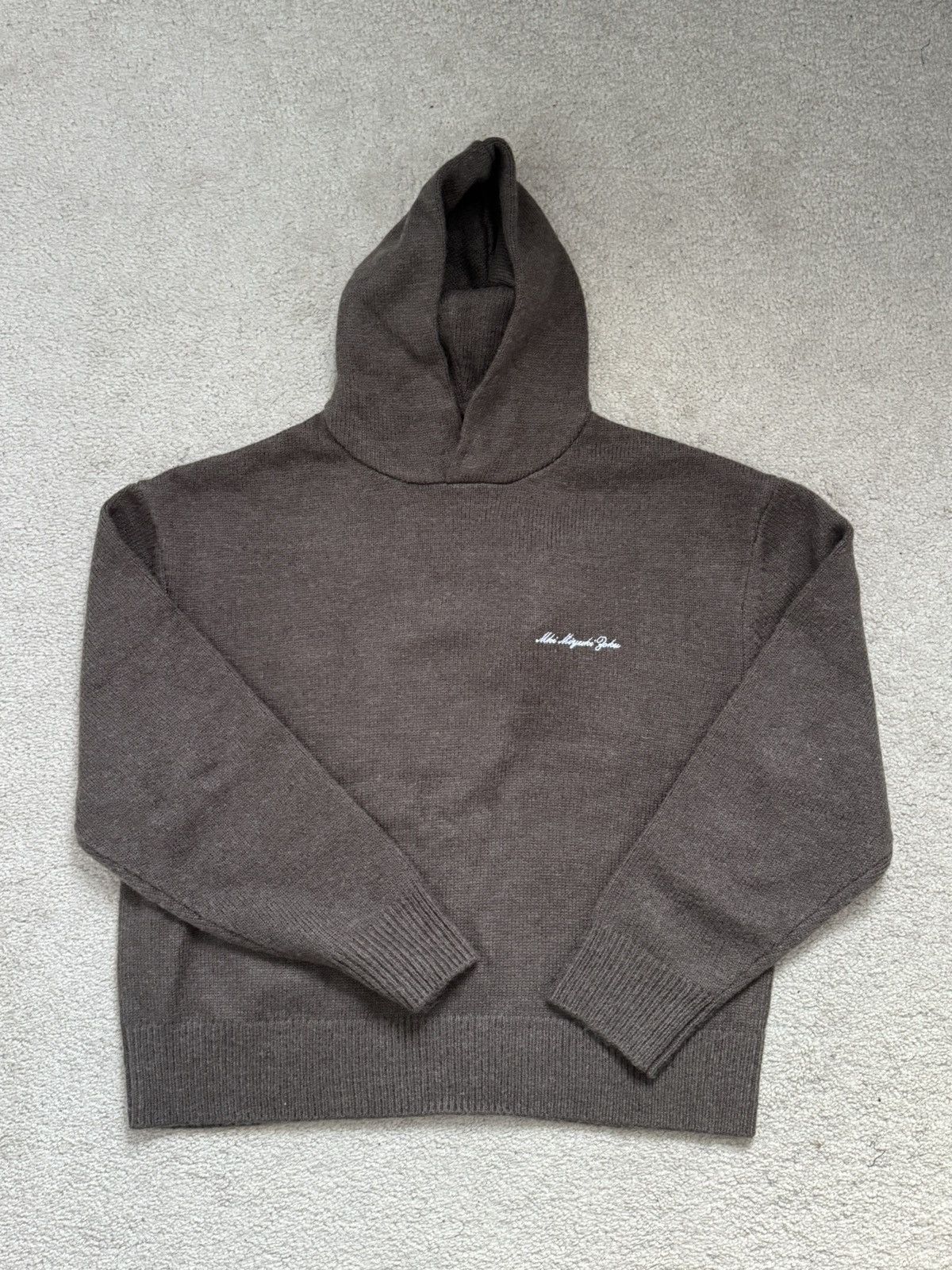 image of Mki Miyuki Zoku Knitted Hoodie in Brown, Men's (Size Medium)