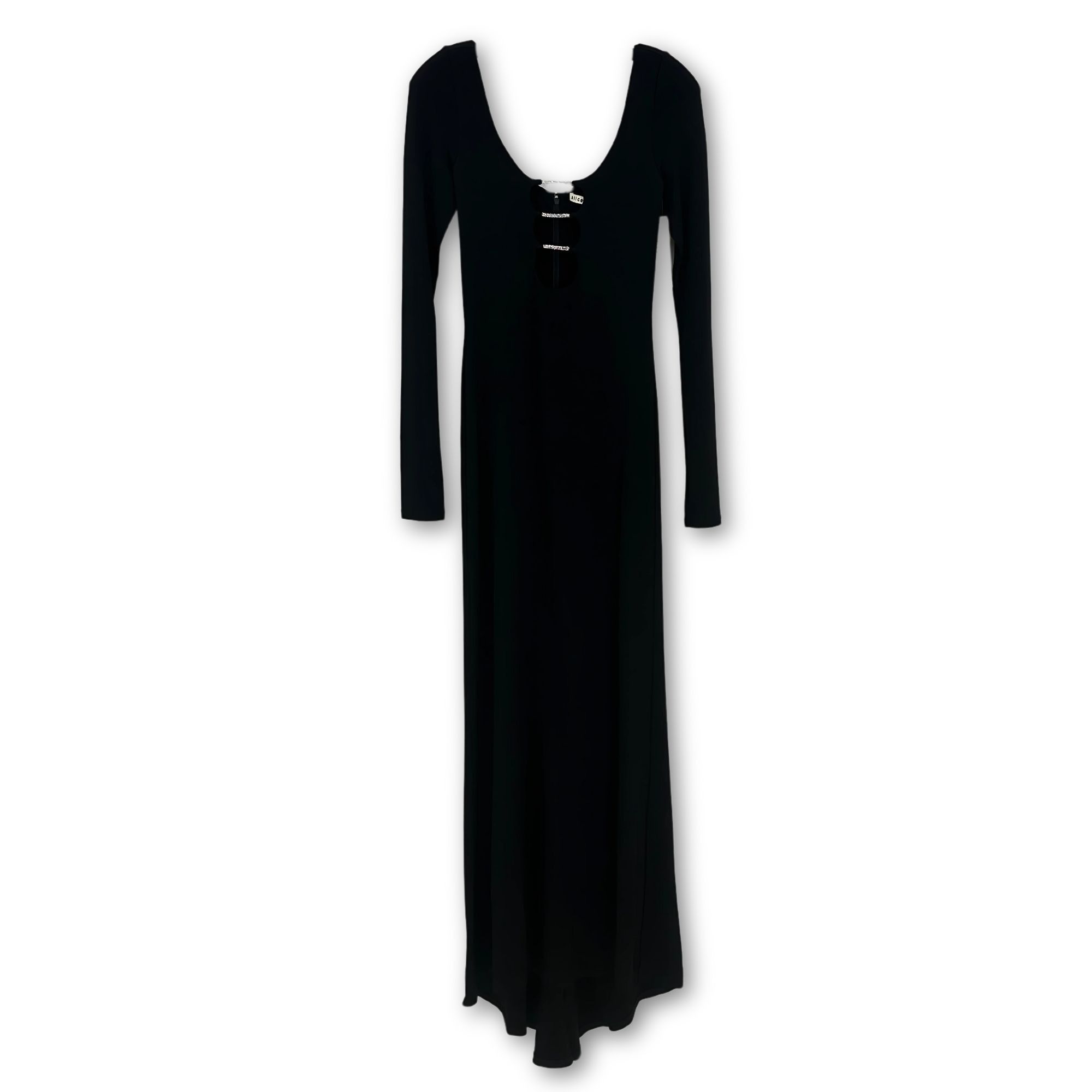 Alice + Olivia Alice + Olivia Kalena Crystal Cutout Black Jersey Maxi Dress Size XS / US 0-2 / IT 36-38 - 3 Thumbnail