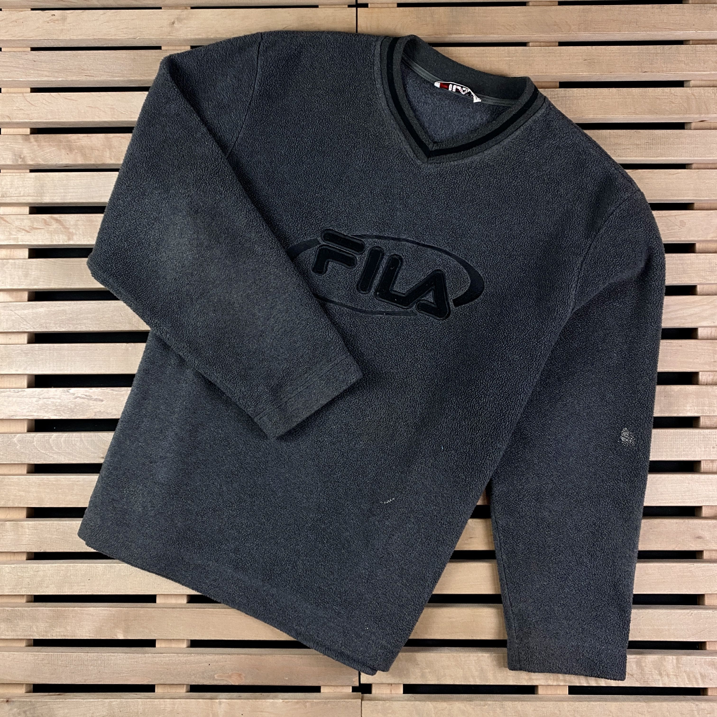 Fila × Vintage Mens Fleece Sweatshirt Fila V Neck Size L Size US L / EU 52-54 / 3 - 1 Thumbnail