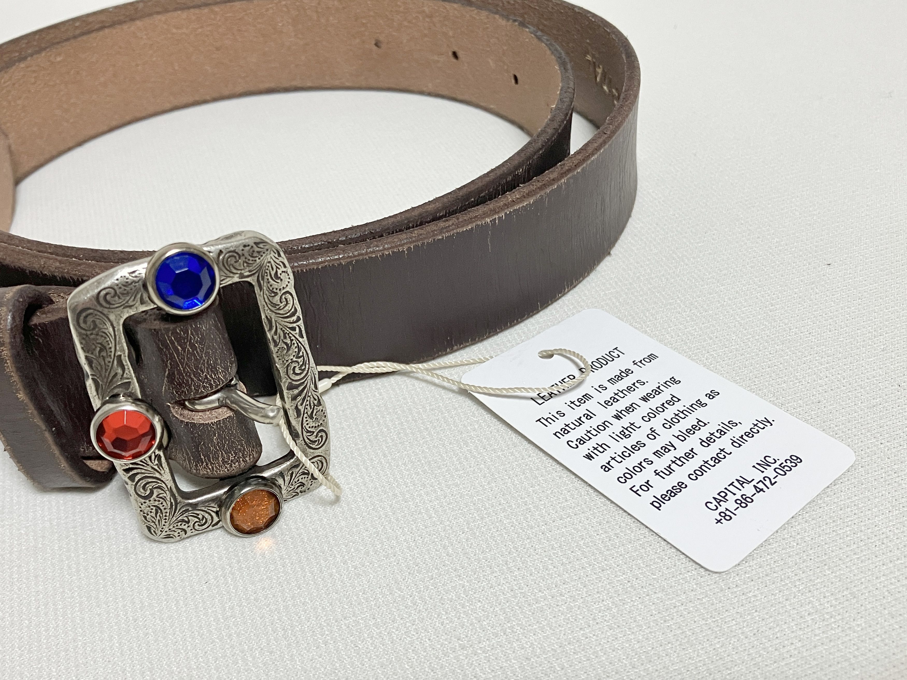 Kapital Kapital Oil leather studs disco buckle belt brown new Size ONE SIZE - 2 Thumbnail