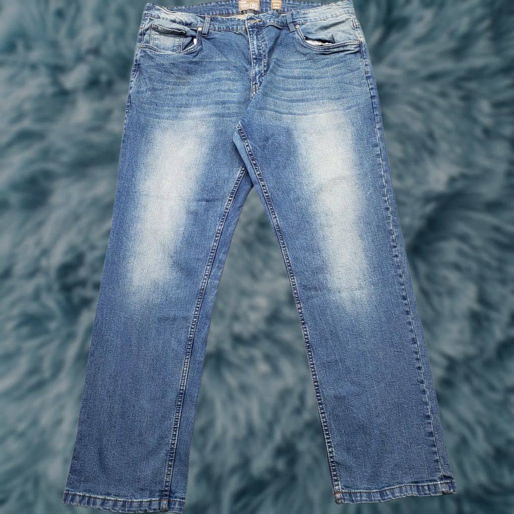 Vintage Stitches & Rivets Jeans Mens 40x32 Blue Denim Slim Straight Leg Wear 5-Pocket Size US 40 / EU 56 - 1 Thumbnail