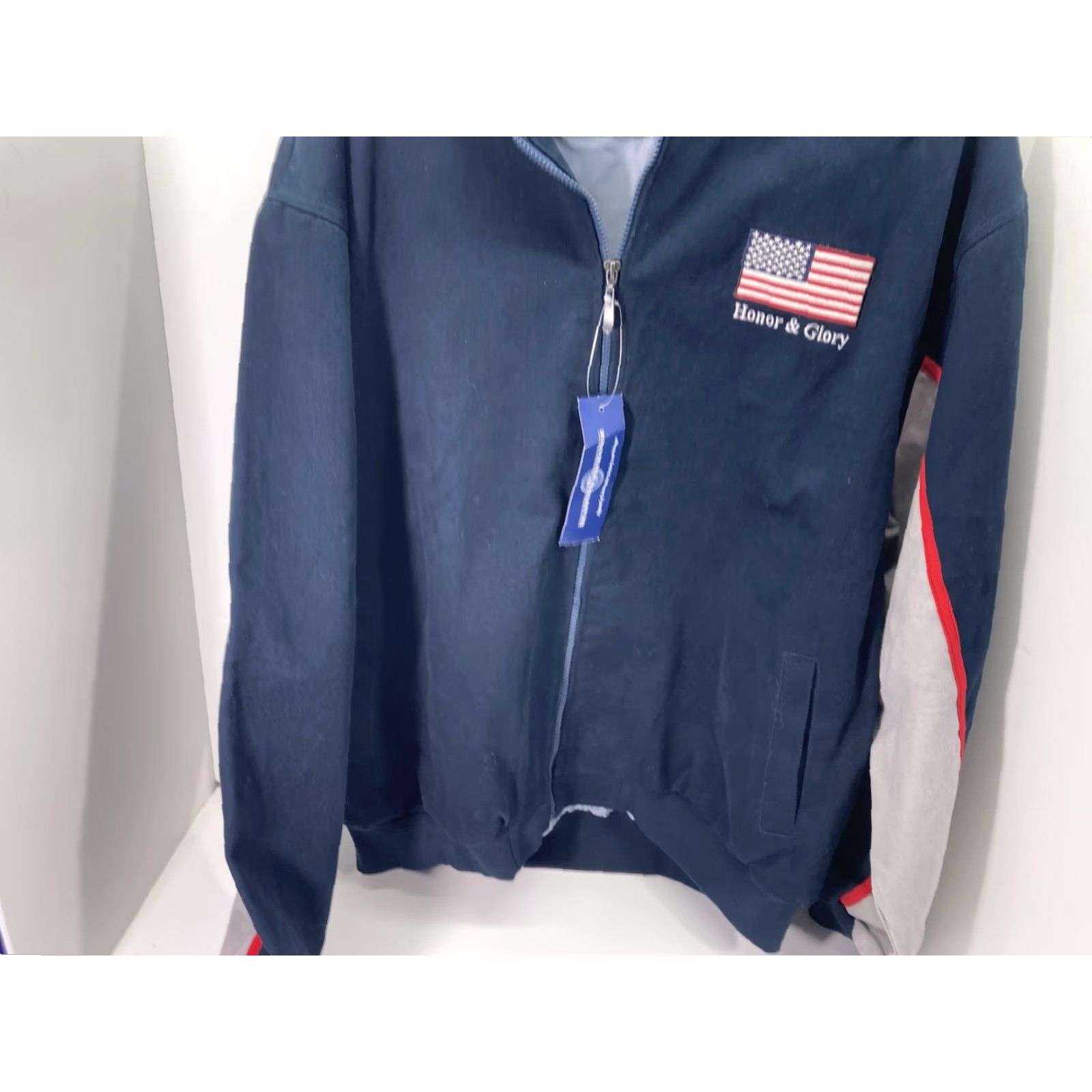 Vintage Bradford Exchange Veteran Jacket Men XL Navy Blue Canvas Full Zip Eagle NWT Bomber Jacket Size US XL / EU 56 / 4 - 7 Thumbnail