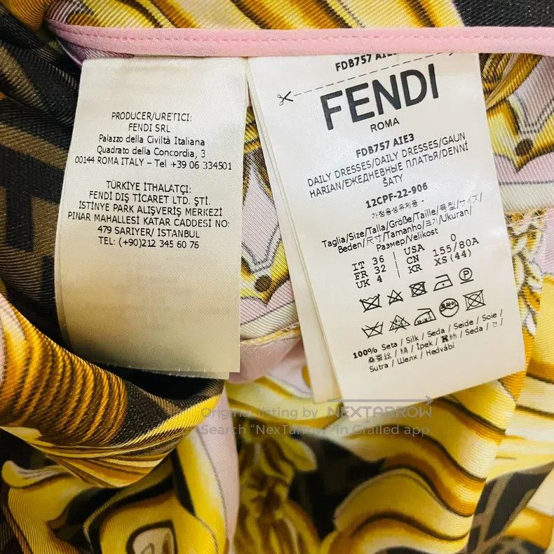 Fendi Fendi Versace Collaboration Dress, 100% Mulberry Silk, Pin Size XXS / US 00 / IT 34 - 5 Thumbnail