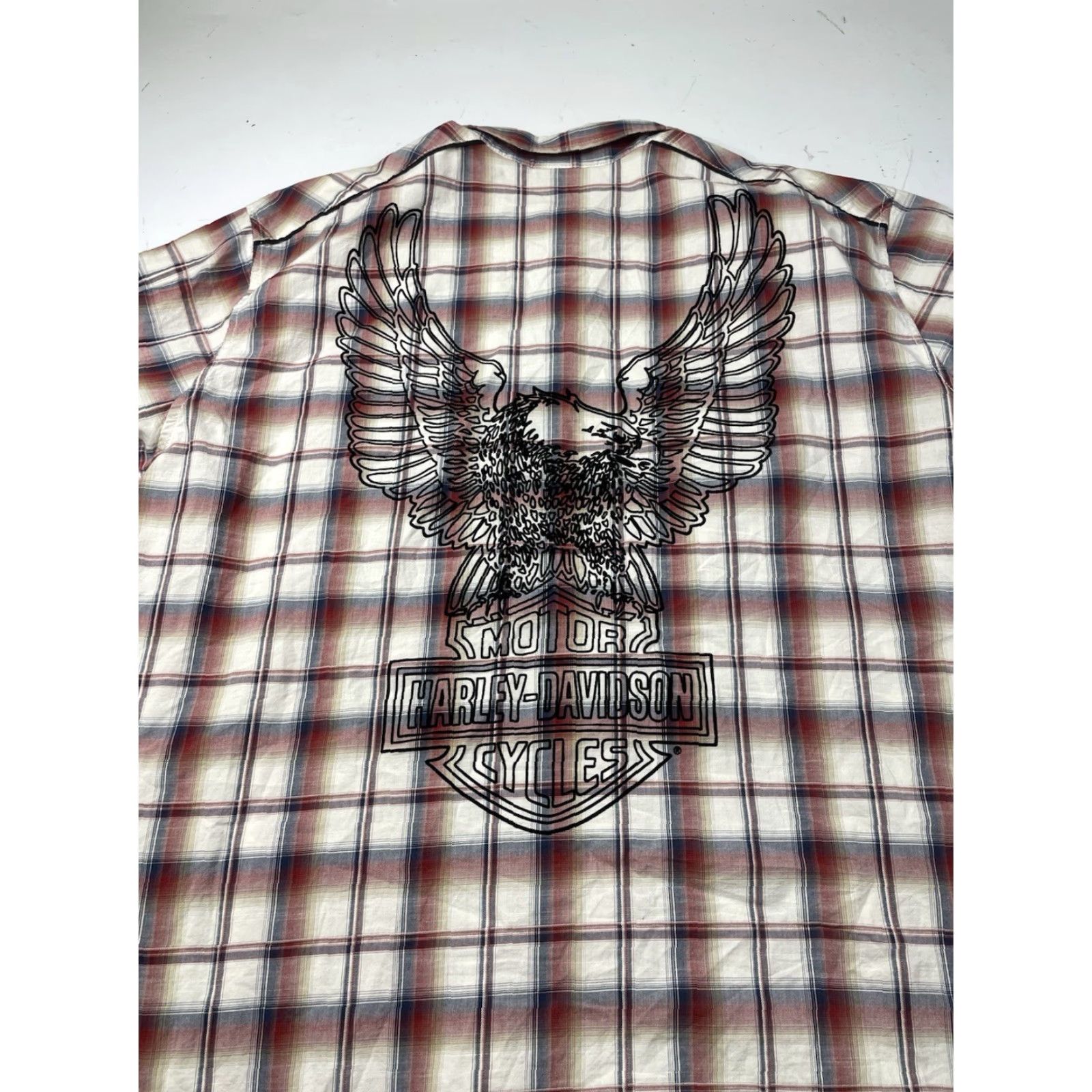 Harley Davidson Harley-Davidson Shirt Mens 3XL Short Sleeve Plaid Woven Upright Eagle Multicolor Garage Size US XXL / EU 58 / 5 - 2 Thumbnail