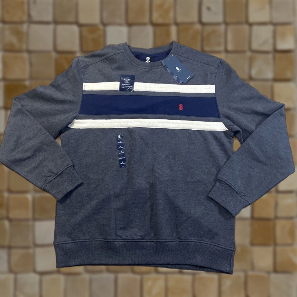 Izod IZOD Mens Pullover Sweatshirt Varsity Striped Gray Size S Crew Neck Super Soft Logo Knit Cotton-Polyester Fall Winter Spring Walking Mens Size US S / EU 44-46 / 1 - 1 Thumbnail