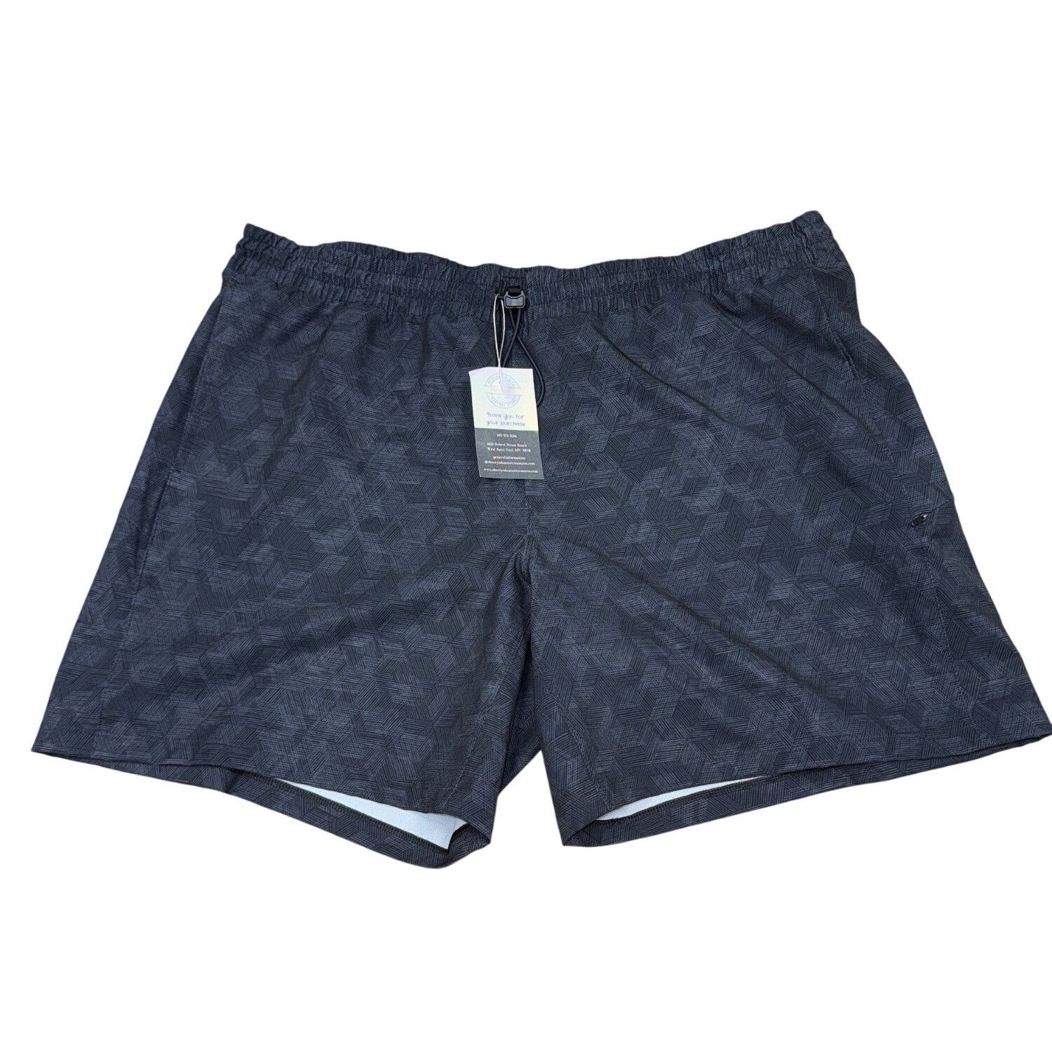 Other Mens Black Geometric Swim Shorts With Drawstring Waist & Mes Size US 32 / EU 48 - 2 Thumbnail