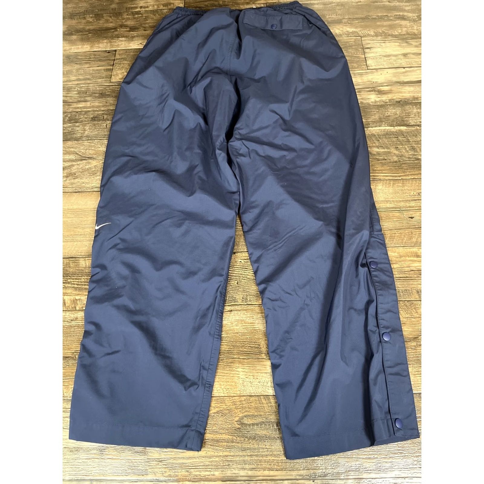 Nike VINTAGE Nike Windbreaker Pants Mens L Navy Blue Nylon Baggy Wide Ankle Snap Y2K 90s Sports Cargo Lightweight NFTs? Size US 33 - 7 Thumbnail