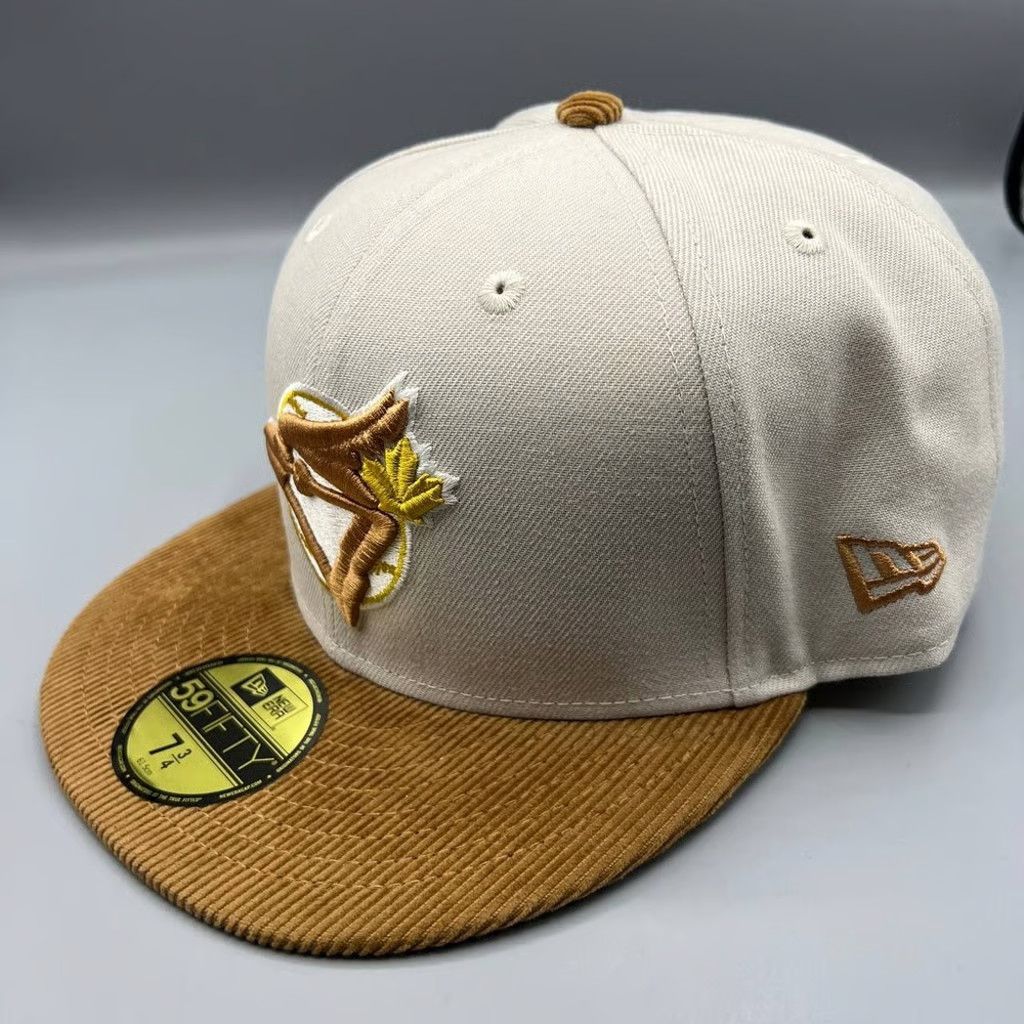 New Era Toronto Blue Jays Hat Men 7 3/4 Brown Corduroy Fitted Cap Size ONE SIZE - 3 Thumbnail