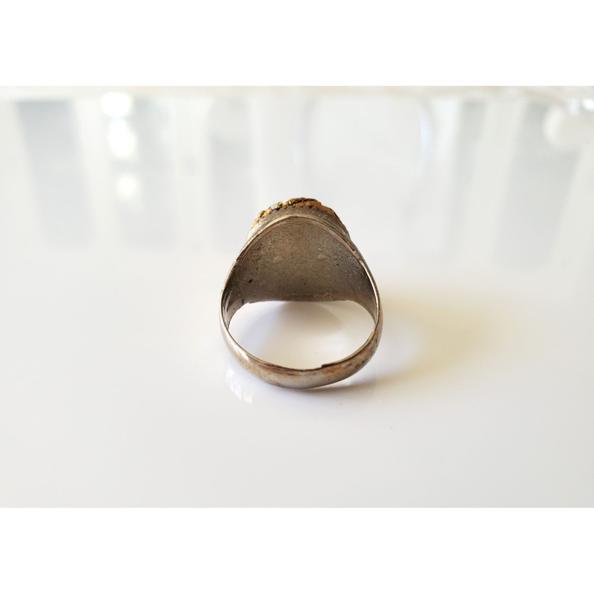 Vintage Vintage Silver-plated Boho Fabric Embroidered Ring Size ONE SIZE - 3 Thumbnail