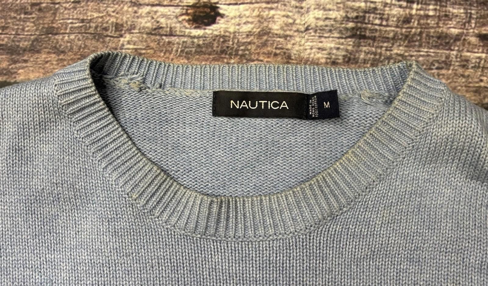 Nautica VTG Nautica Sweater Mens Medium Blue Striped Knit Cotton Y2K Size US M / EU 48-50 / 2 - 5 Thumbnail