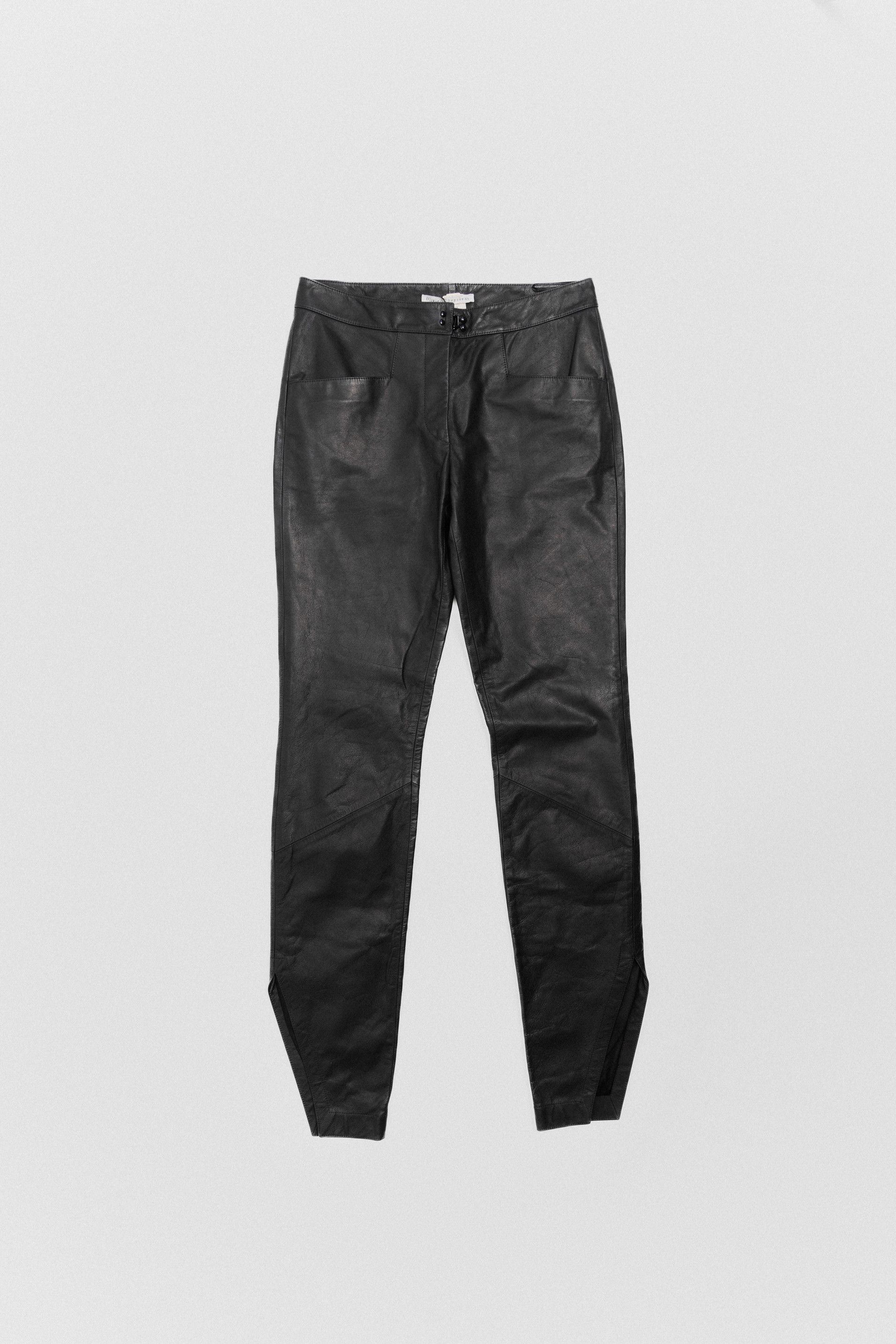 image of Olivier Theyskens Fw18 Napa Leather Pants With Ankle Slits (Runway) in Black, Women's (Size 27)
