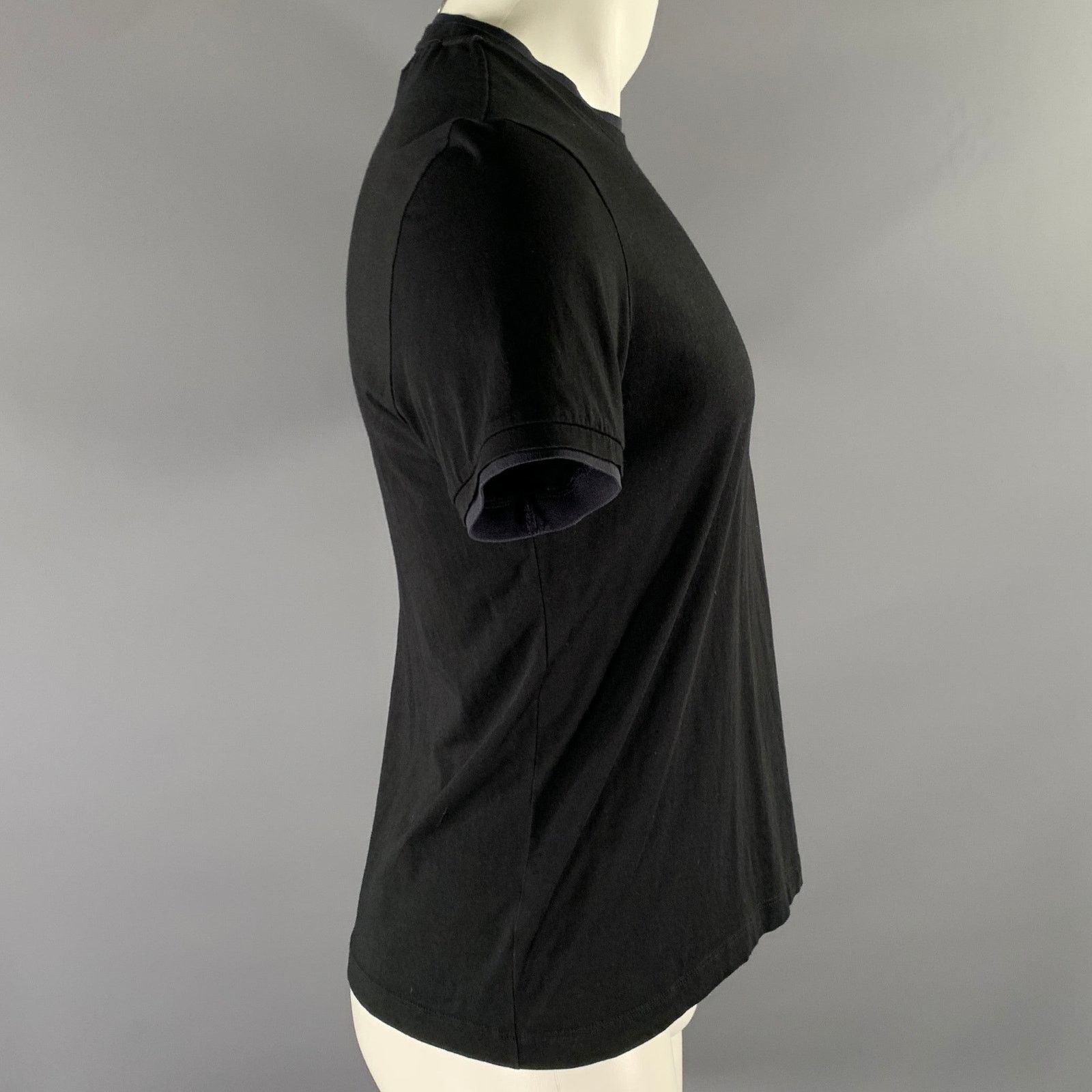 Theory THEORY Size M Black Navy Cotton Mock-Layer T-shirt Size US M / EU 48-50 / 2 - 3 Thumbnail