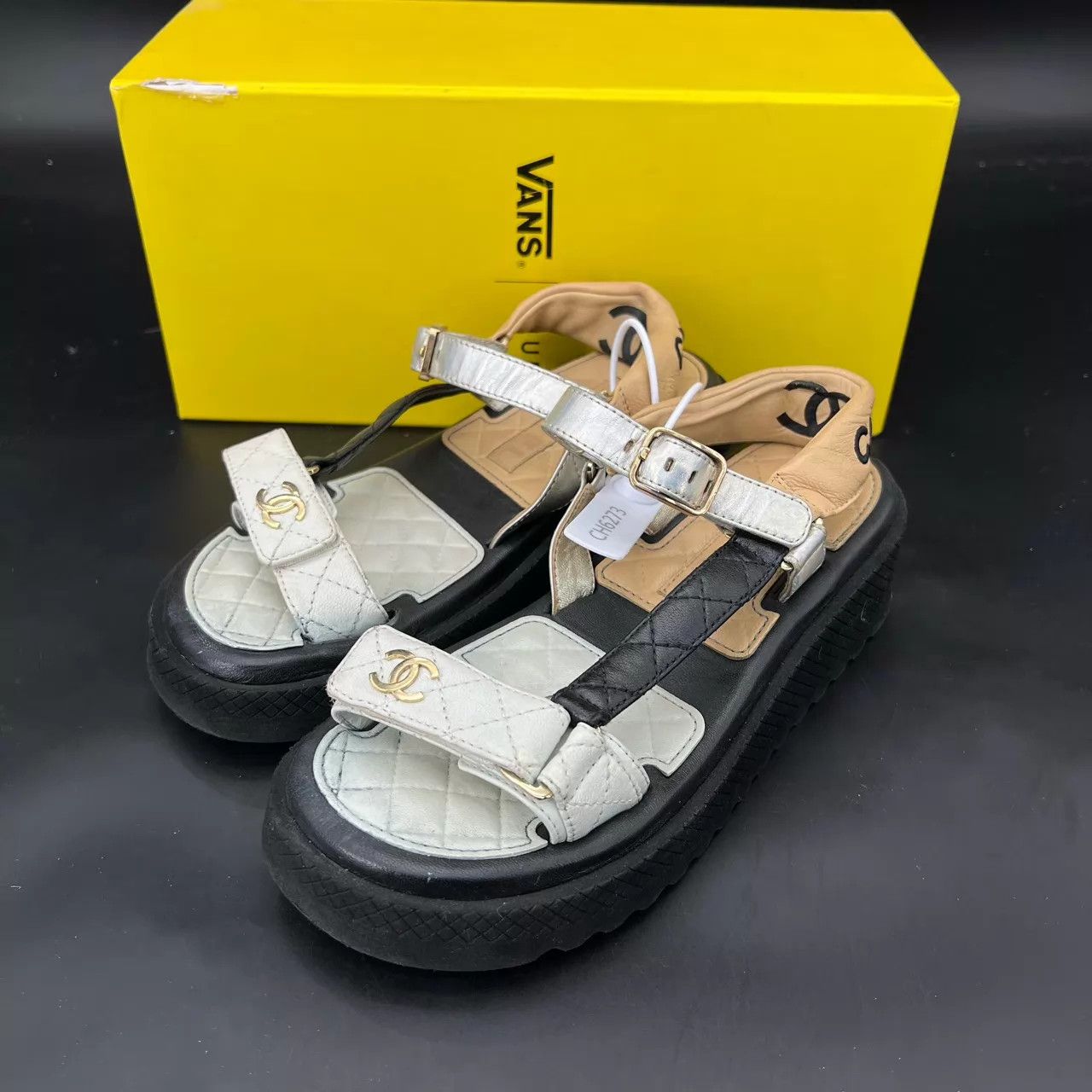 Chanel Chanel 22S Velcro Color Blocked Platform Sandals Size US 6 / IT 36 - 1 Thumbnail