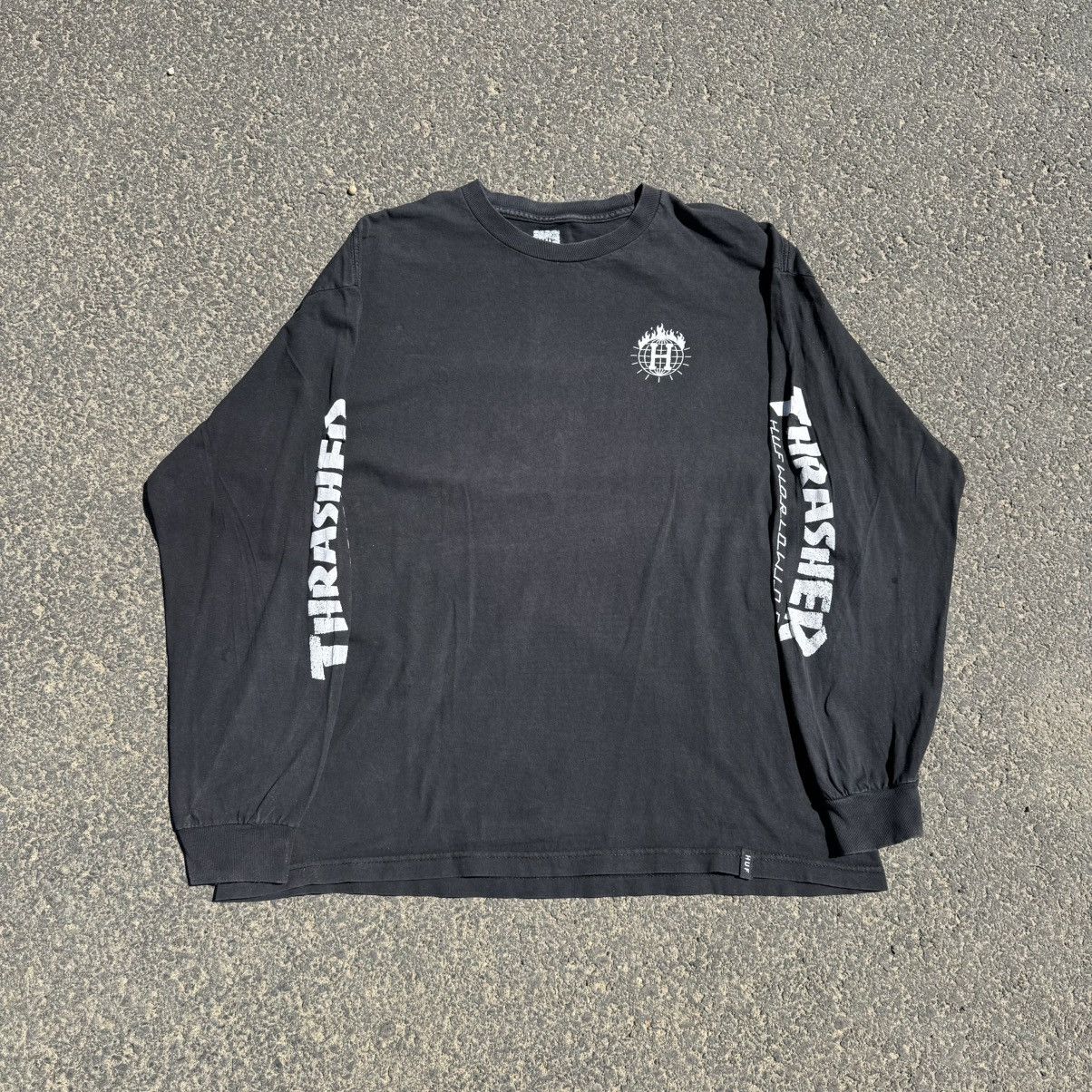 Huf × Thrasher HUF x Thrasher Washed Thrashed Longsleeve Tshirt Skate Size US XL / EU 56 / 4 - 1 Thumbnail