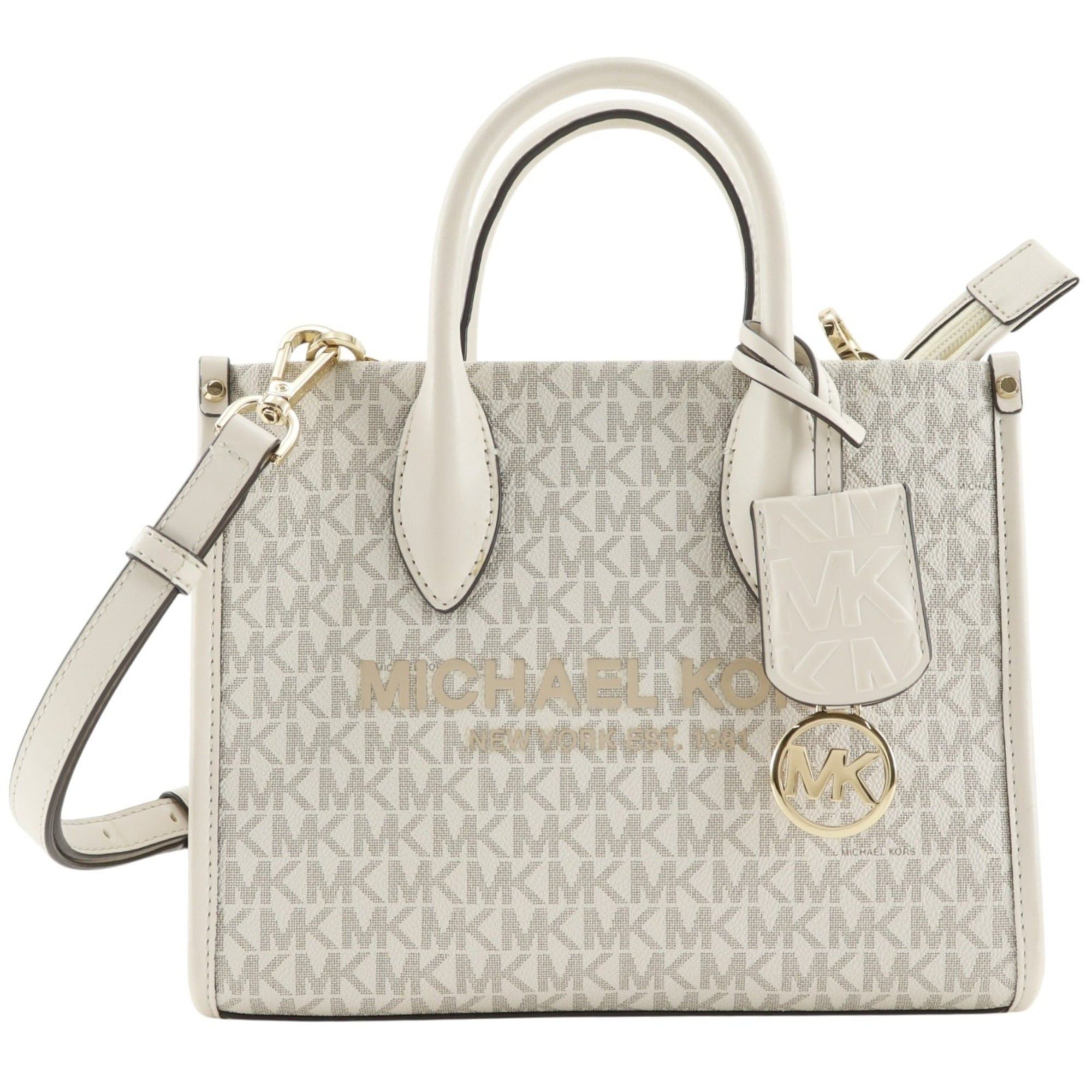 Michael Kors Michael Kors Mirela Small Handbag/Shoulder Bag (2-Way) Signature Pattern, 35F2G7ZC5B, PVC, White, 2-Way, Women's Size ONE SIZE - 1 Thumbnail