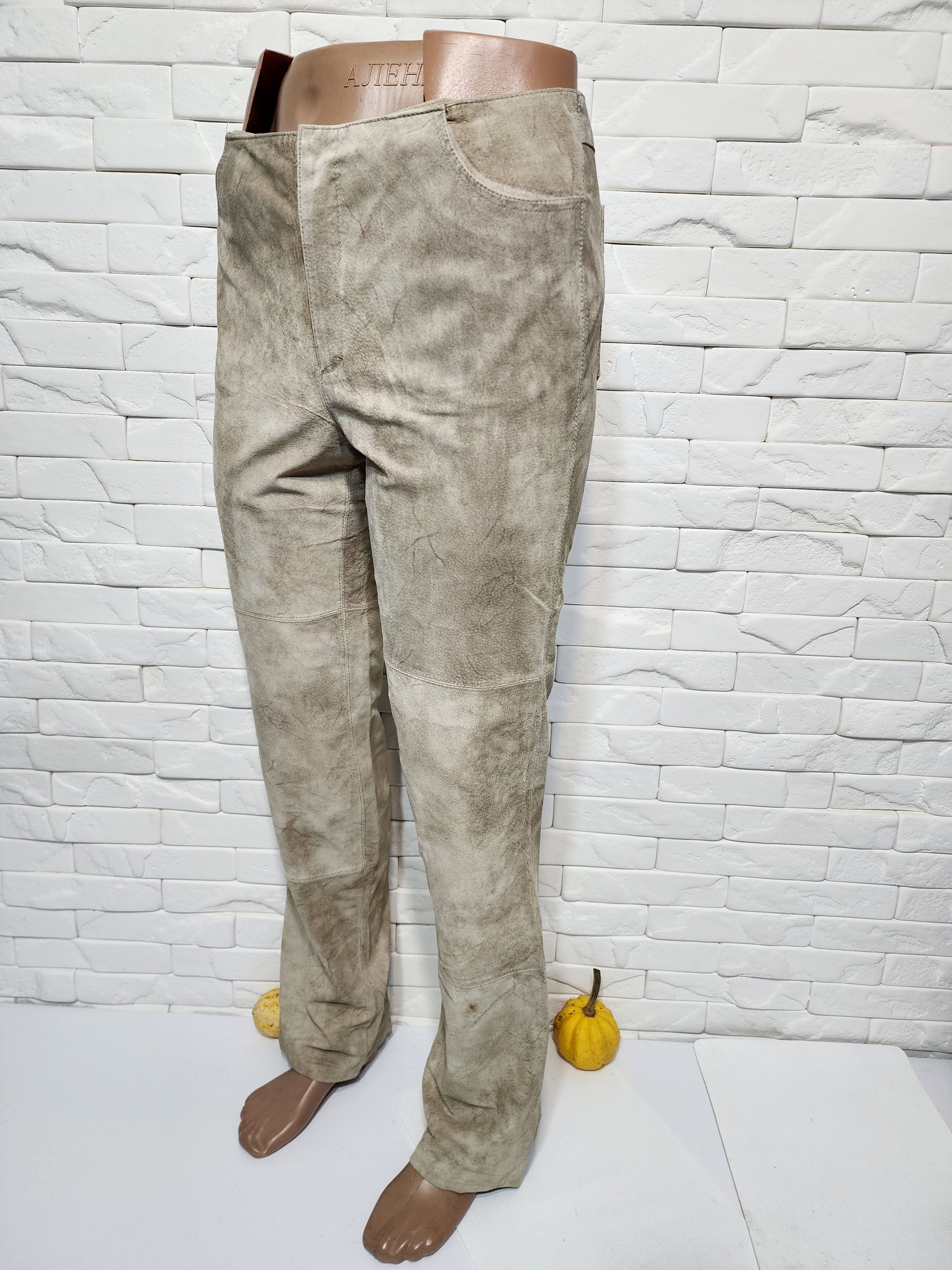 Genuine Leather Gray Leather Pants: Men's Soft Suede Trousers Size US 33 - 2 Thumbnail