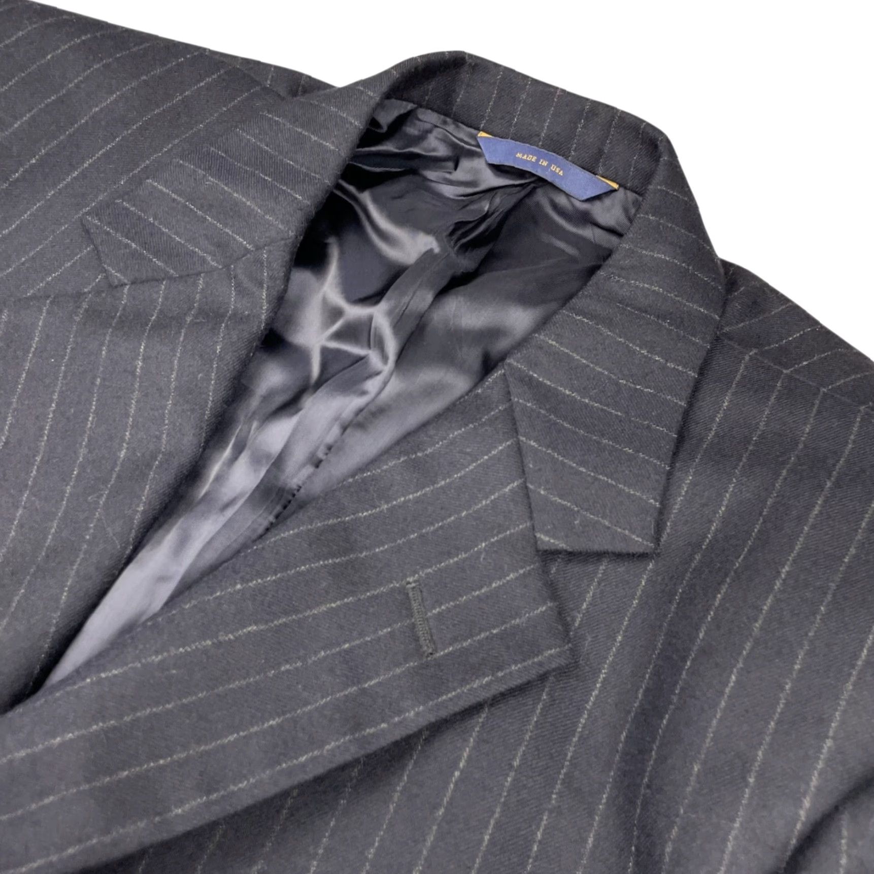 Brooks Brothers VINTAGE Brooks Brothers x Loro Piana Men's 1818 Madison Blazer Navy Stripe 44R USA Mens Blazer Three-Button Notch Lapel Wool Double-Vented Size 44R - 2 Thumbnail