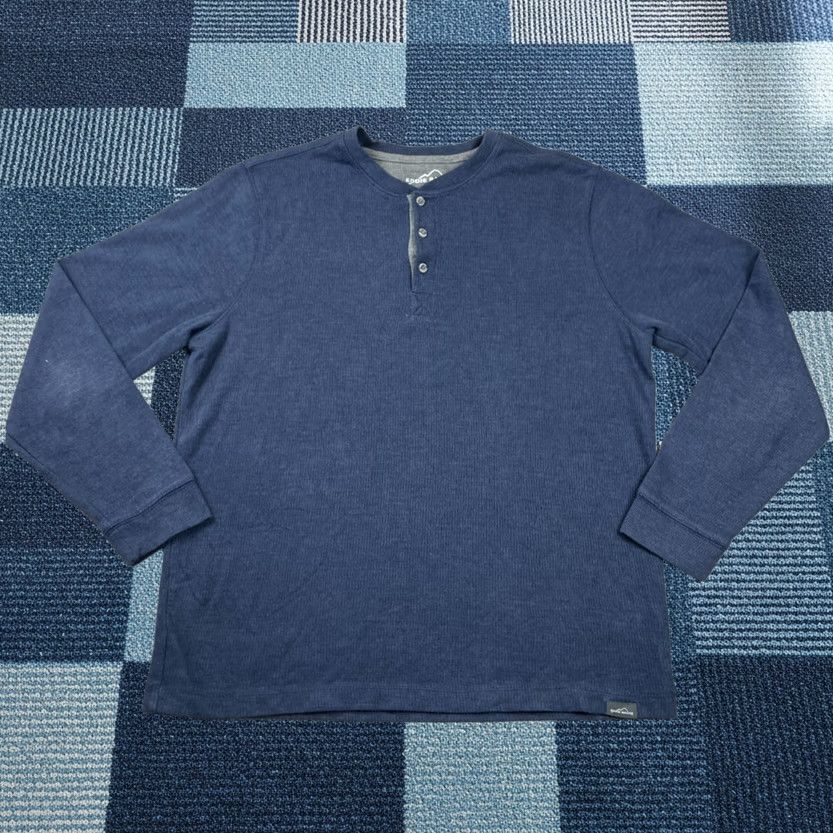 Eddie Bauer Eddie Bauer Sweater Mens Large Blue Henley 1/4 Button Pullover Knit Cotton Hike Size US L / EU 52-54 / 3 - 1 Thumbnail