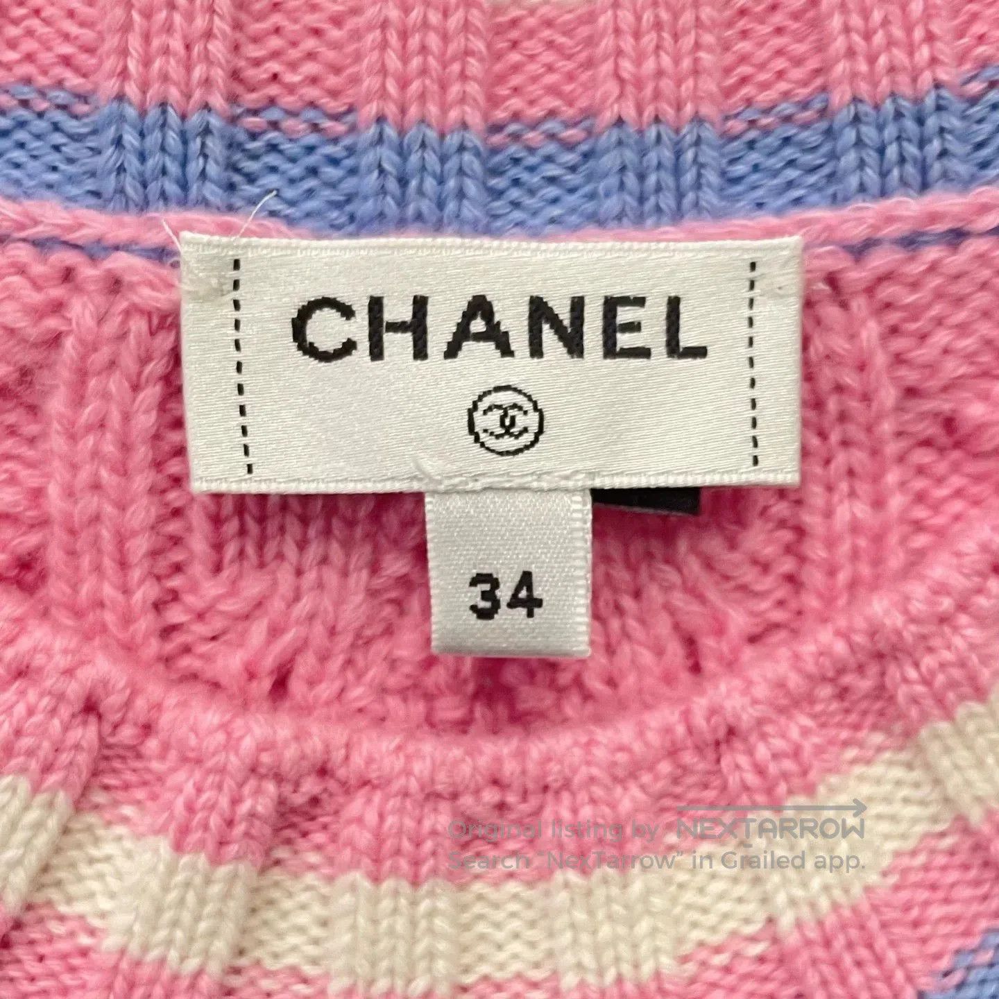 Chanel CHANEL Pink Striped Sleeveless Dress. Size US XS / EU 42 / 0 - 6 Thumbnail