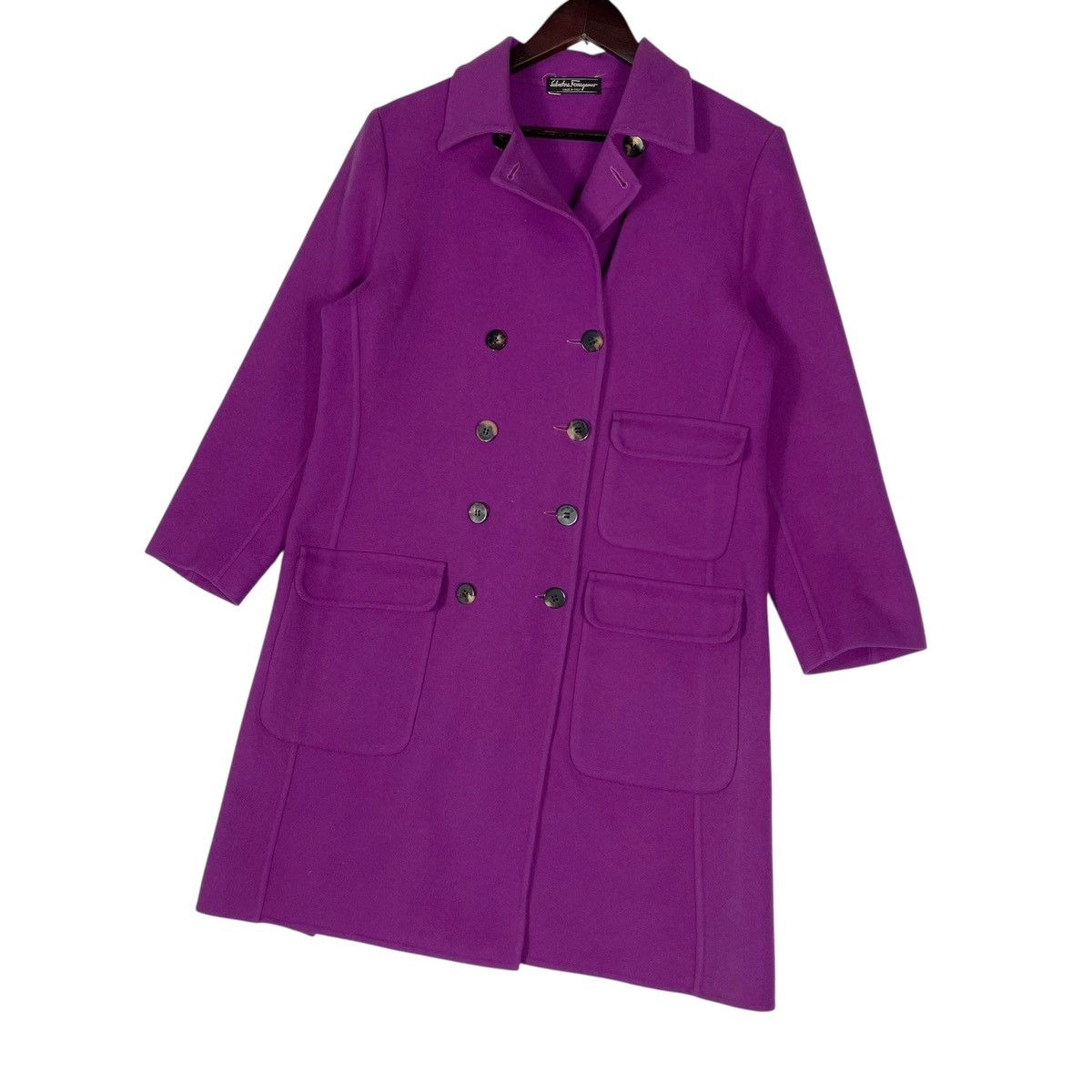 Salvatore Ferragamo Vintage Salvatore Ferragamo Purple Wool Coat Size XS / US 0-2 / IT 36-38 - 6 Thumbnail