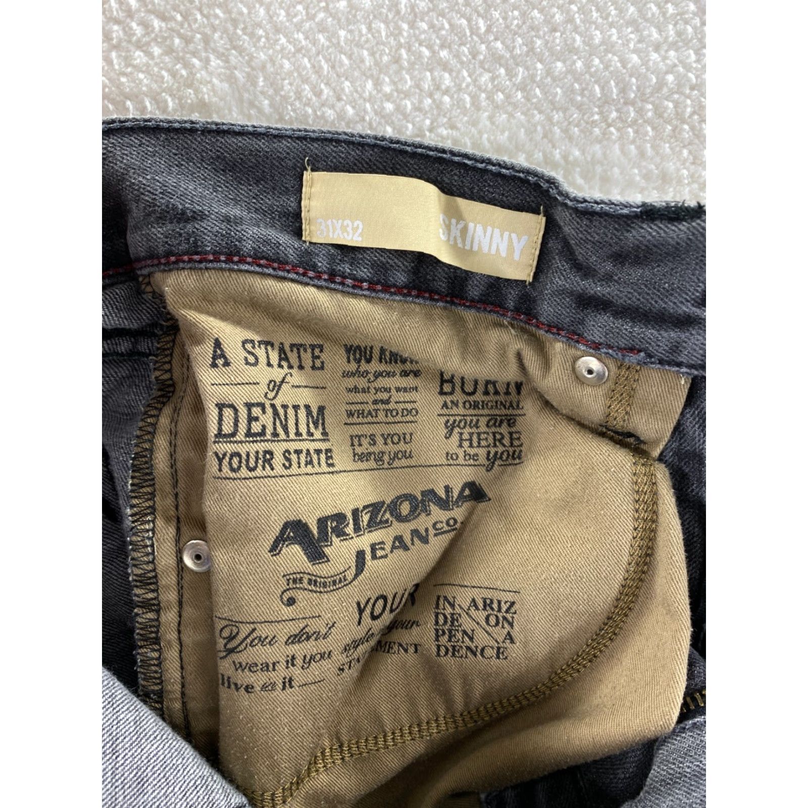 Vintage Arizona Black Skinny Jeans 31x32 Pants 100% Cotton Mens Jeans Size US 31 - 7 Thumbnail