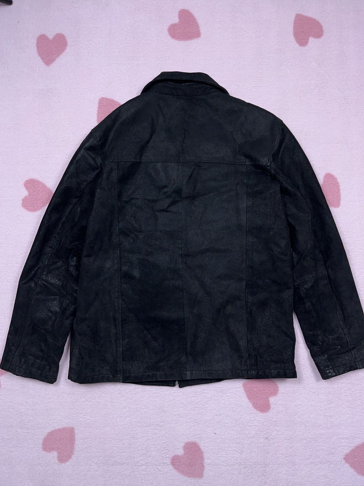 Genuine Leather ➕ black leather coated shiny avant garde long jacket Size US L / EU 52-54 / 3 - 4 Thumbnail