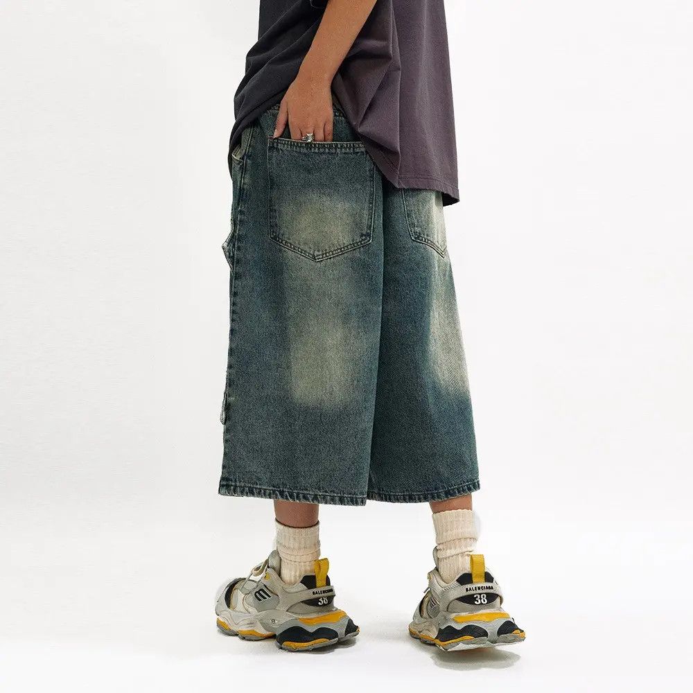Japanese Brand × Jean Baggy Chunky Denim Shorts, Loose Shorts Size US 34 / EU 50 - 2 Thumbnail