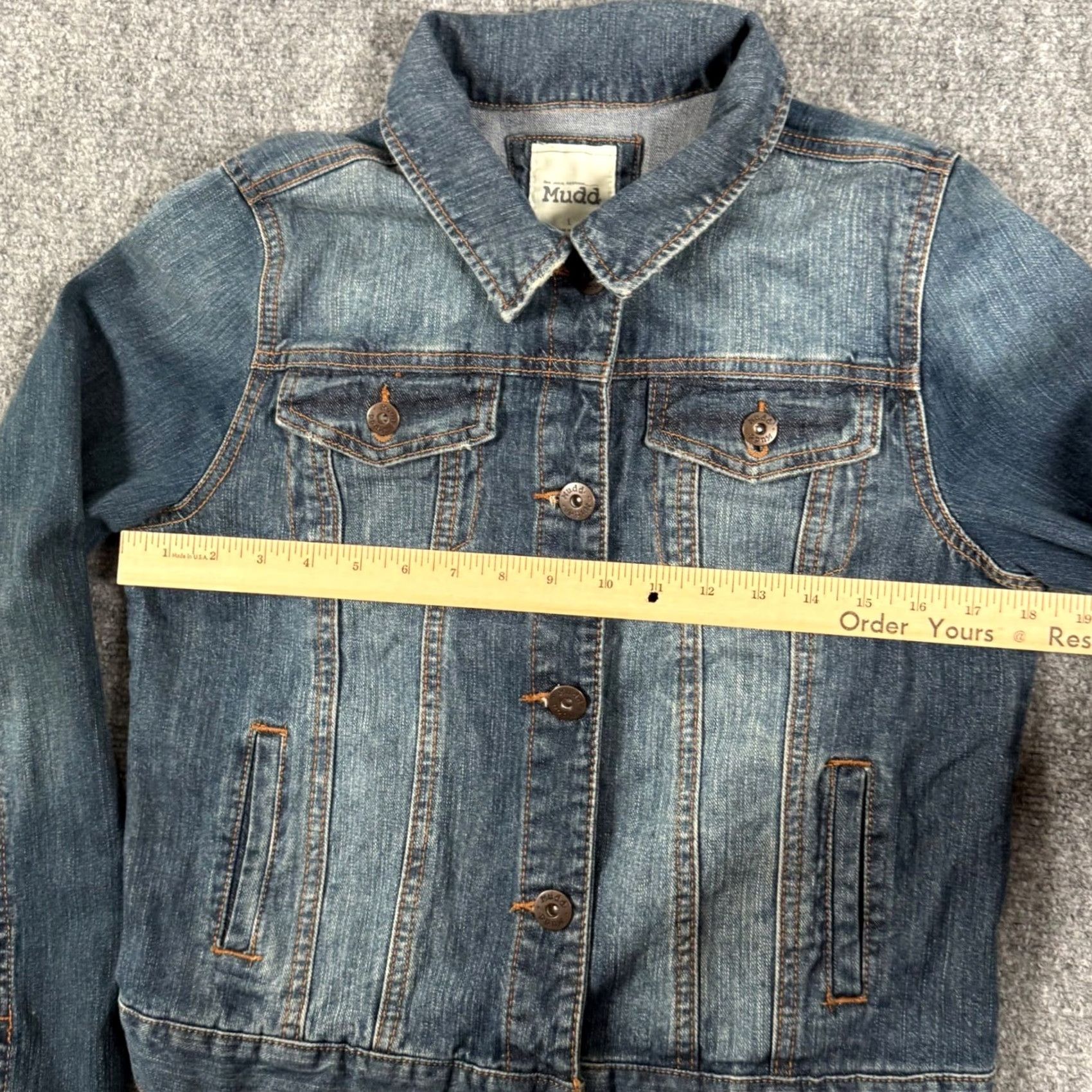 Vintage Mudd Denim Jacket Button Front Casual Fitted Blue Womens L Jacket Size 36" / US 14 / IT 50 - 6 Thumbnail