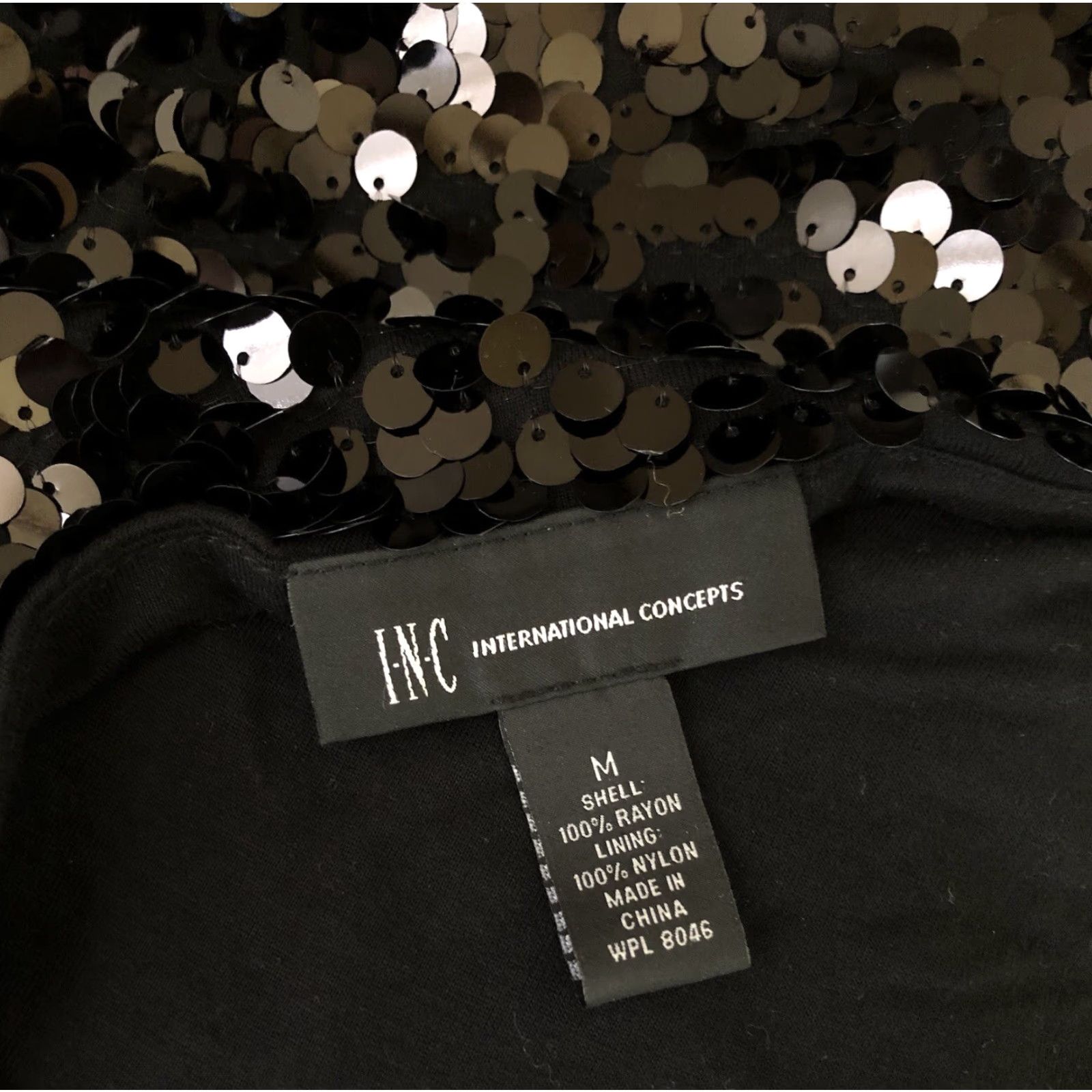 Incu INC Blouse Shirt M Black Sequins Draped Cowl Neck Evening Party Cocktail Top Size M / US 6-8 / IT 42-44 - 4 Thumbnail