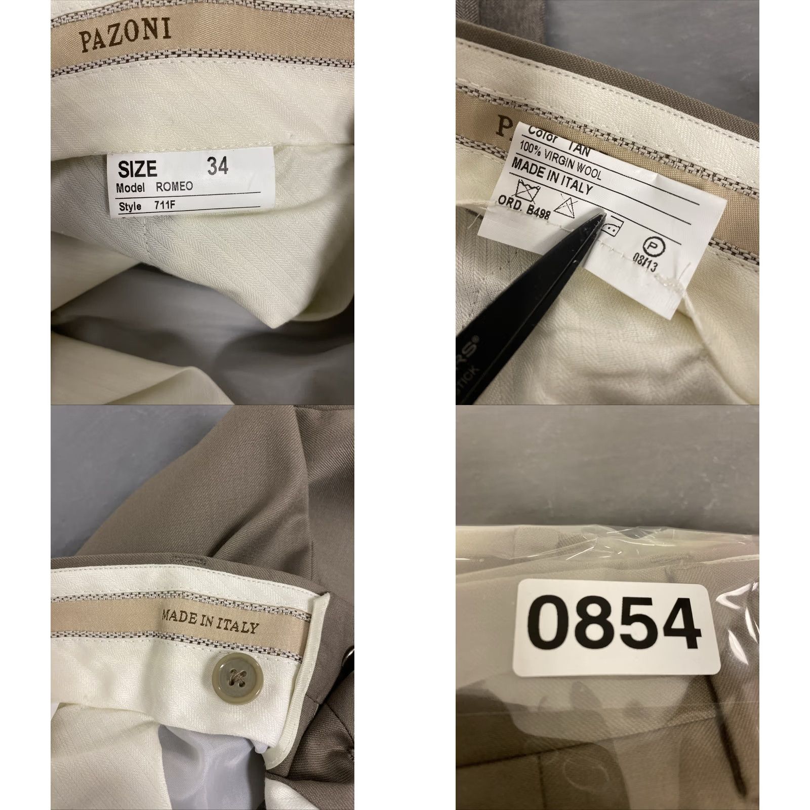Vintage Pazoni Men's Dress Pants 33 x 32 Dark Ginger Wool Straight Front Pockets Men Formal Business Italy 100% Wool, Dark Ginger, 33 x 32, Sl as h Pocke ts Size US 33 - 8 Thumbnail