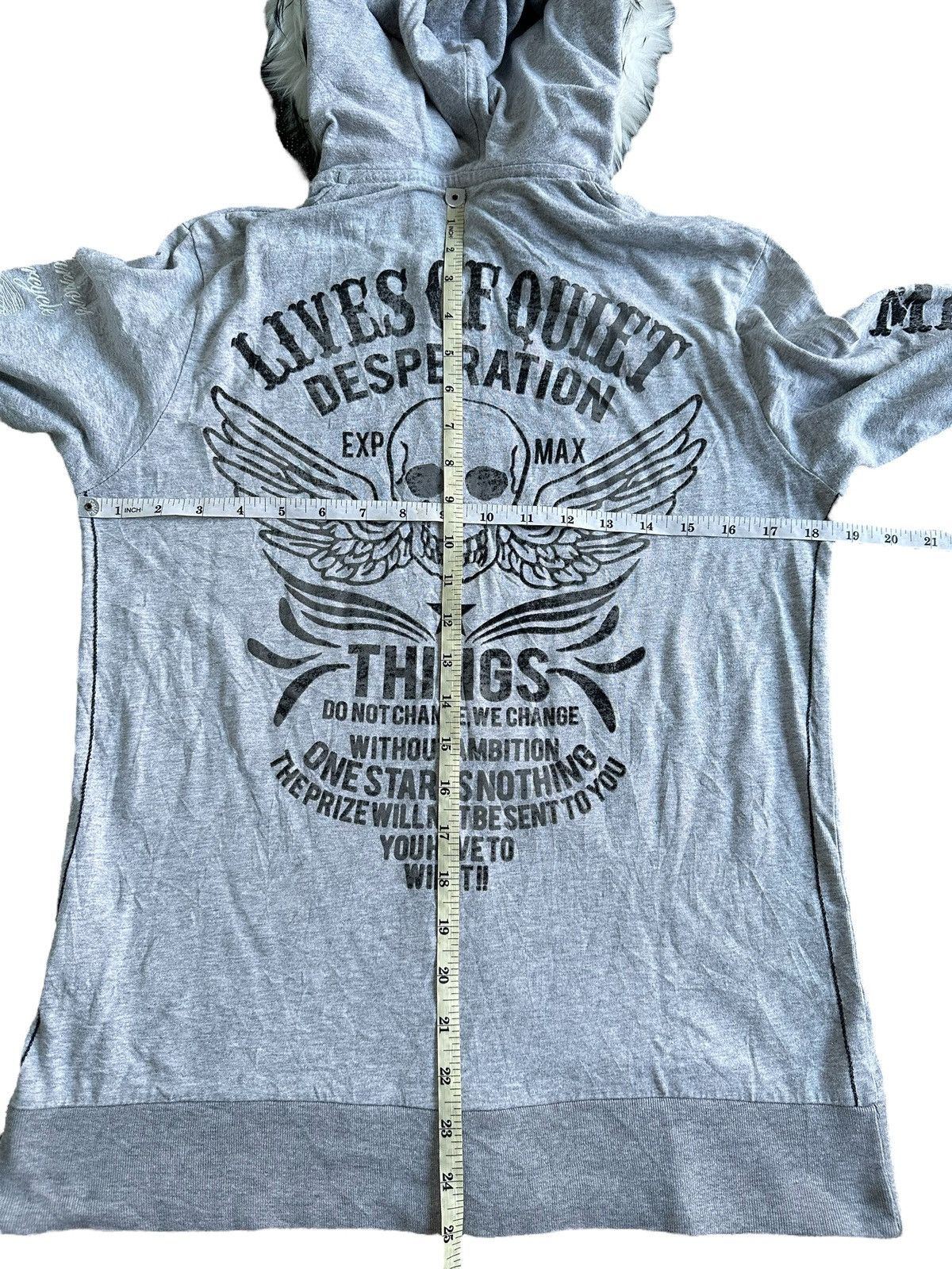 20471120 × Hysteric Glamour × Japanese Brand DISTRESSED Zip Fur HOODIE LIVES OF QUIET DESPERATION PUNK Size US M / EU 48-50 / 2 - 8 Thumbnail
