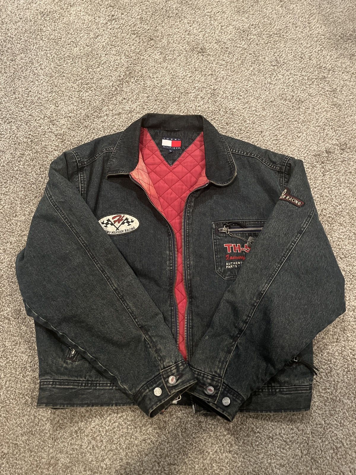 image of Biker Denim x Tommy Hilfiger Racing Jacket in Denim, Men's (Size XL)