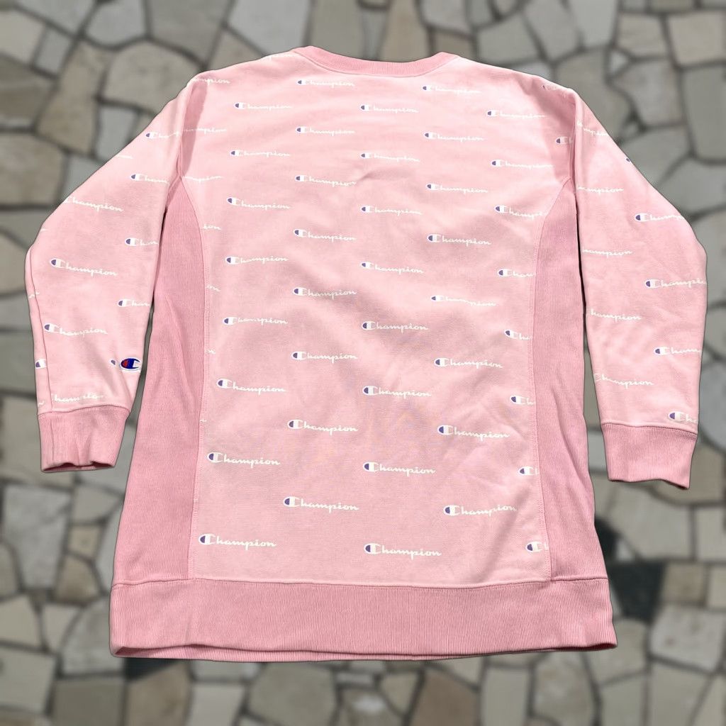 Champion Champion Sweatshirt Mens M Pink White All Over Print Reverse Weave Crew Neck Pullover Long Sleeve Gym & Training 90s Colorful Hip Hop Sports Size US M / EU 48-50 / 2 - 1 Thumbnail