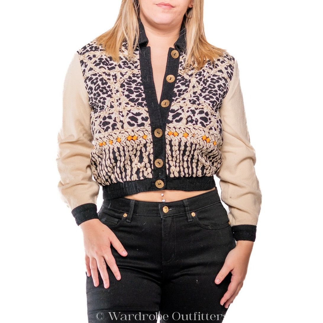 Vintage Vintage 1980s Howard Wolf Floral Silky Cropped Jacket Size M / US 6-8 / IT 42-44 - 4 Thumbnail