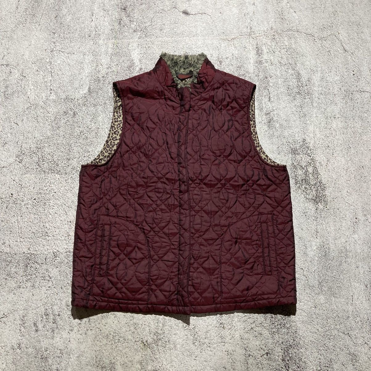 Japanese Brand 2000s Ramlossa Puffer Inner Leopard Motif Vest Red Lgb Size US L / EU 52-54 / 3 - 6 Thumbnail