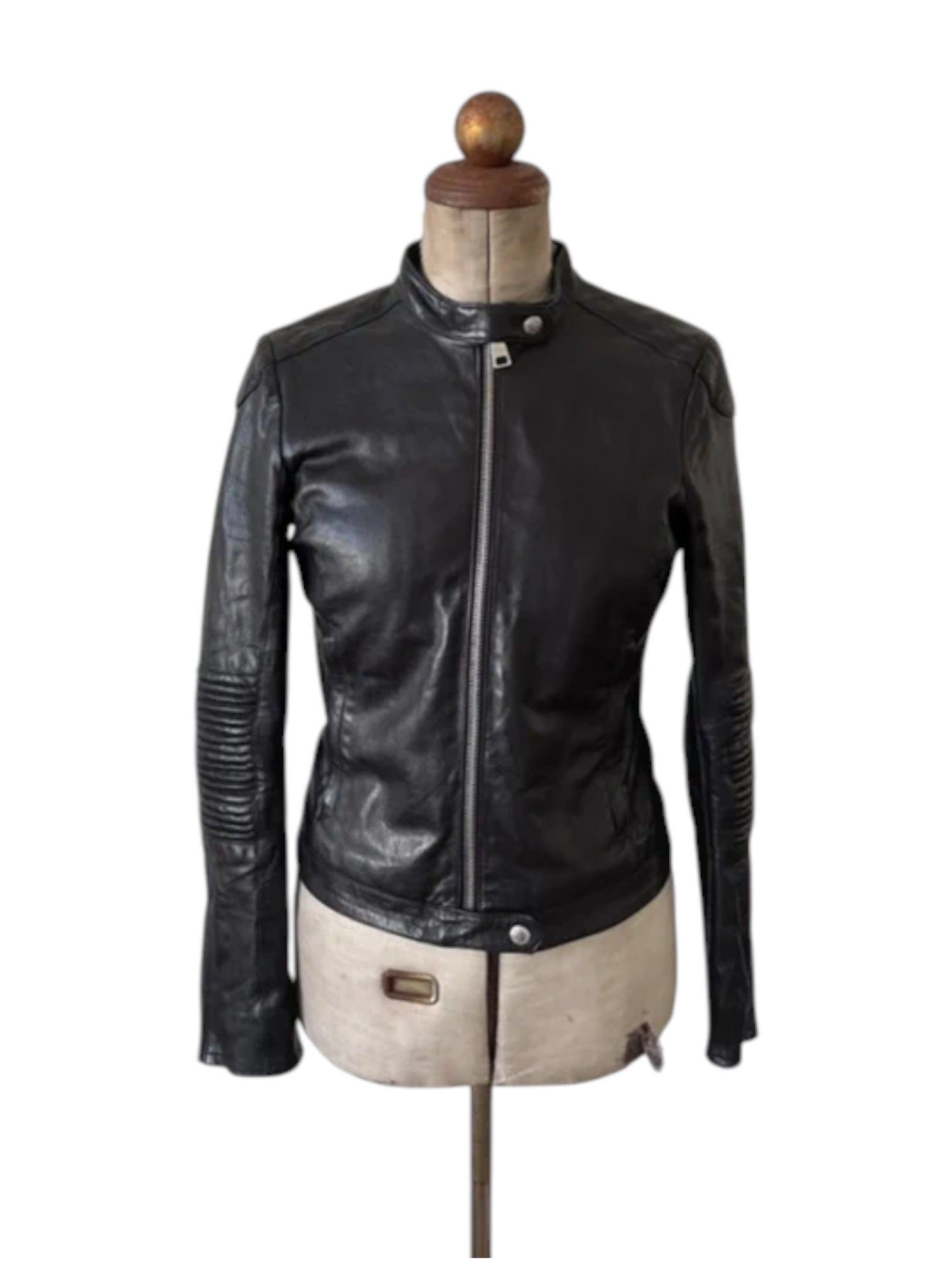 Prada Prada Moto-Detail Fitted Leather Jacket c.2000s Size US S / EU 44-46 / 1 - 1 Thumbnail