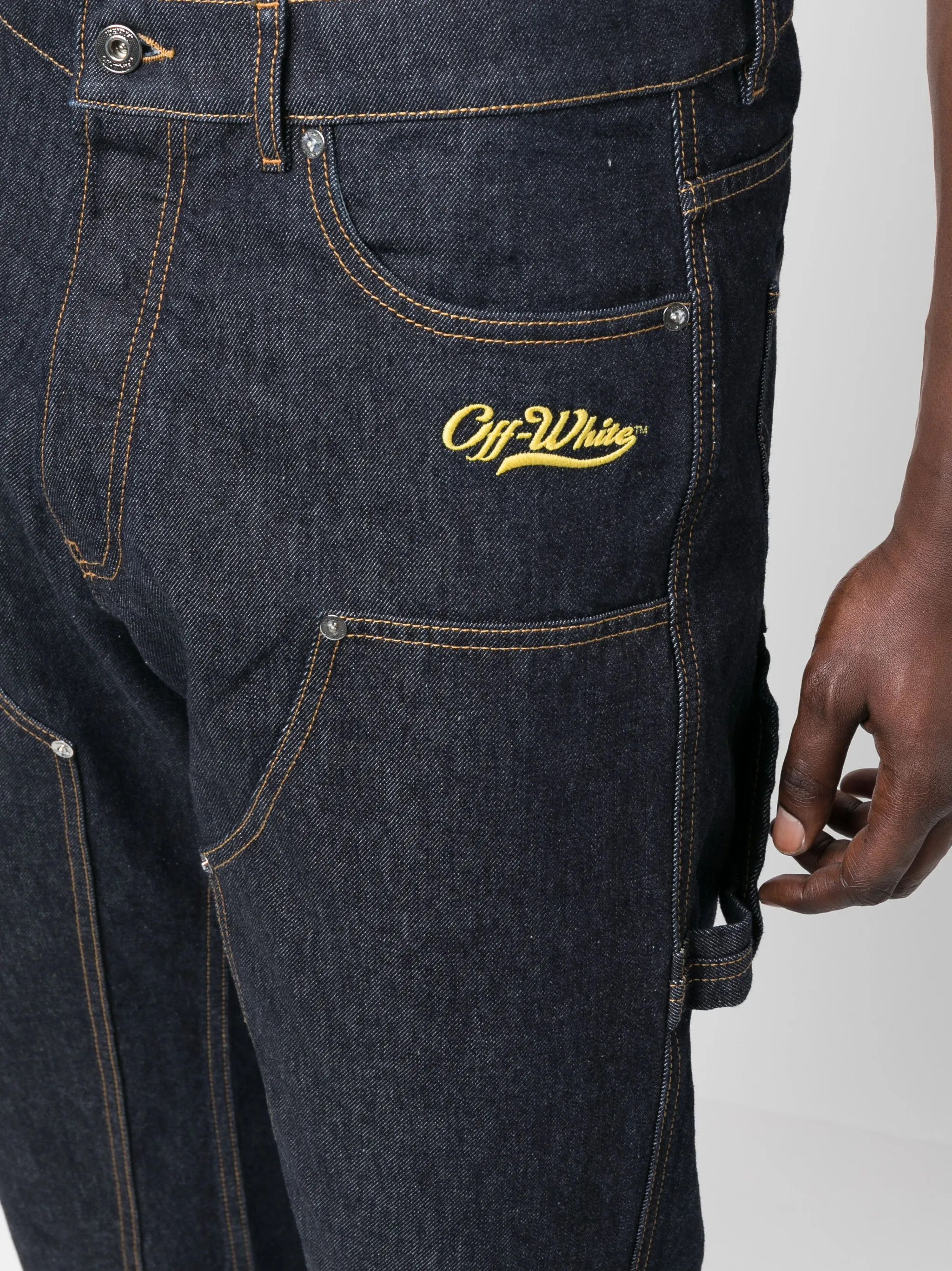 Off-White o1y0225 Logo Denim Pant in Blue Size US 32 / EU 48 - 2 Thumbnail